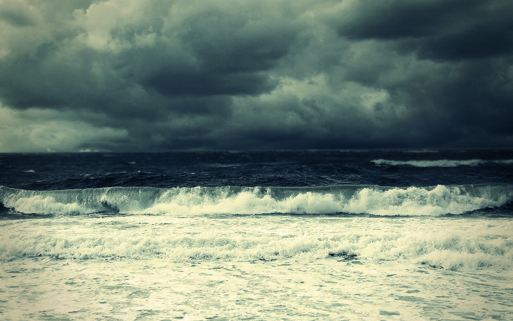 clouds, 720P, stormy, beach, waves, sea, HD Wallpaper