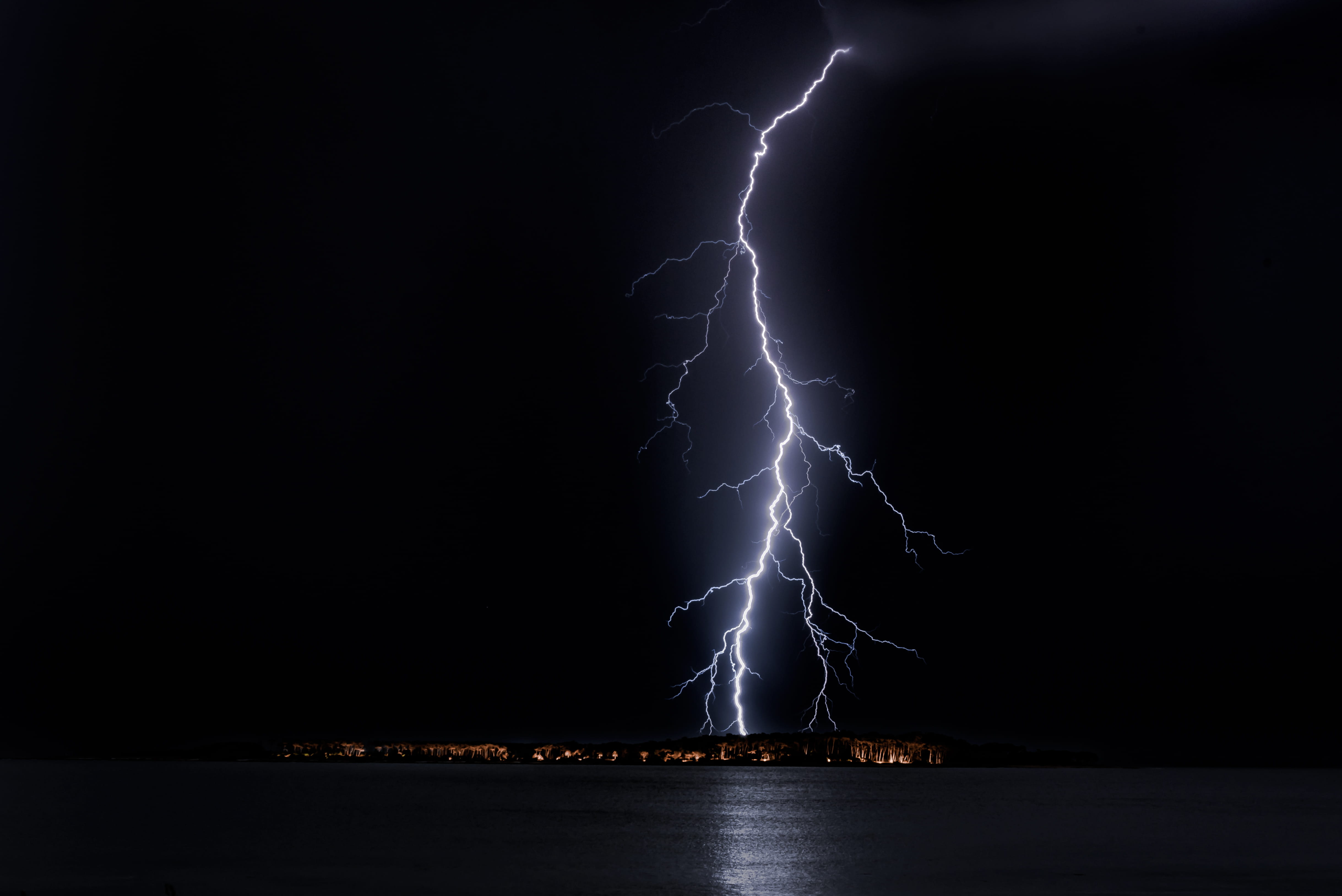 nature, luminescence, 4K, storm, power in nature, danger, thunder, power, wave, no people, strike, dark, night, cloud - sky, illuminated, sky, ominous, HD Wallpaper