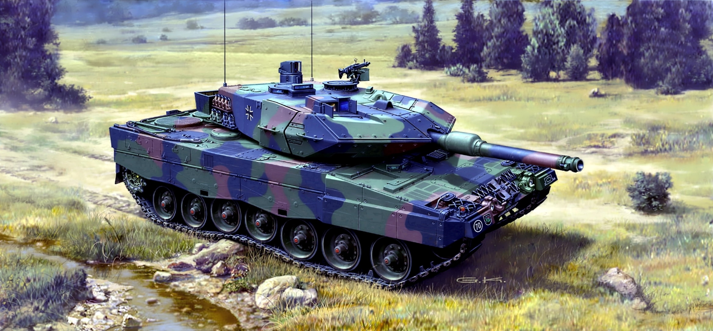 outdoors, fighting, plant, brown, armed forces, armored tank, combat, Leopard 2, weapon, transportation, army, coloring, tree, 1080P, black, camouflage, HD Wallpaper