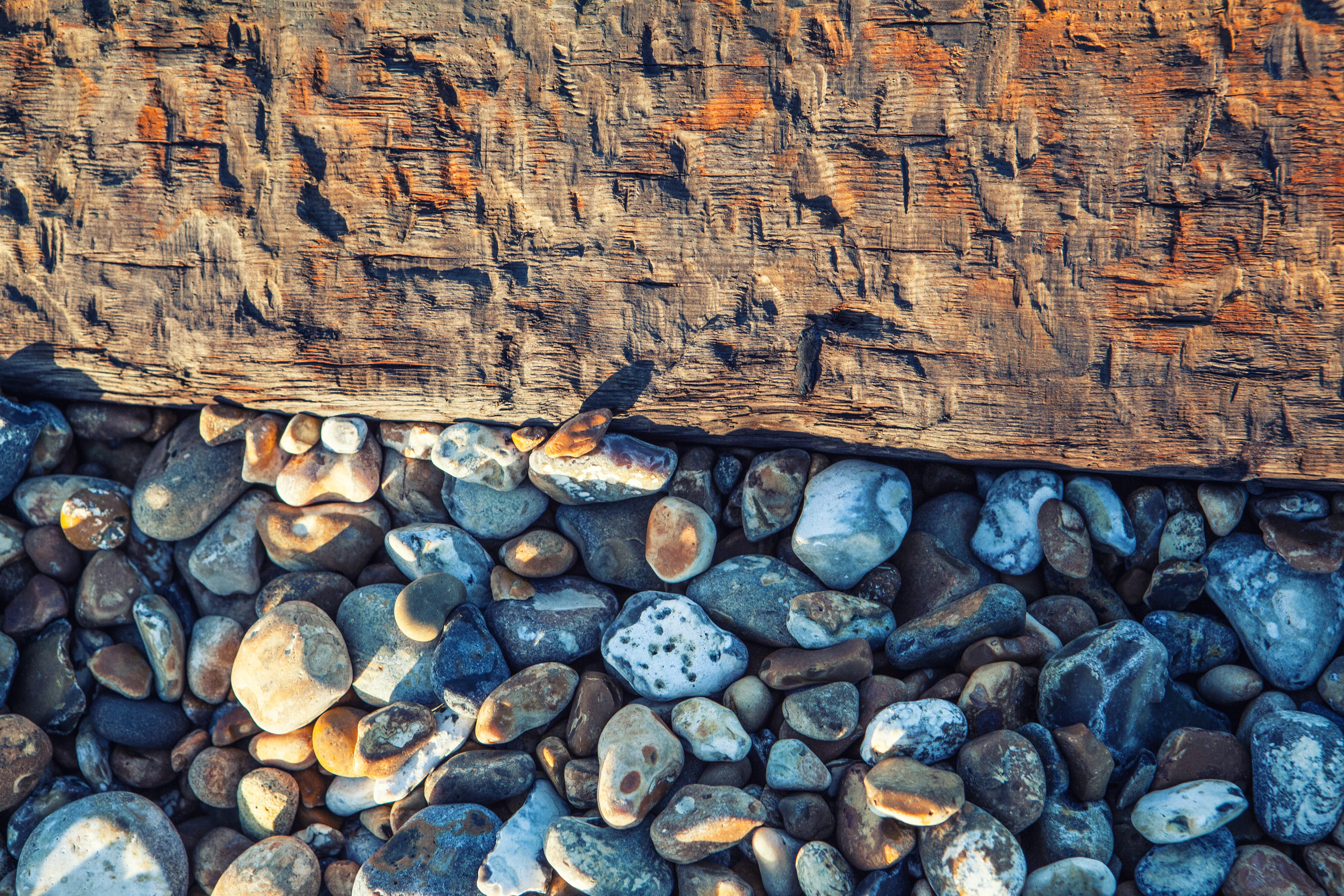 outdoors, beside, wooden, Deal, brown, beach, pattern, stone wall, groyne, nature, England, old, pebbles, no People, high angle view, rock, textured, 4K, HD Wallpaper