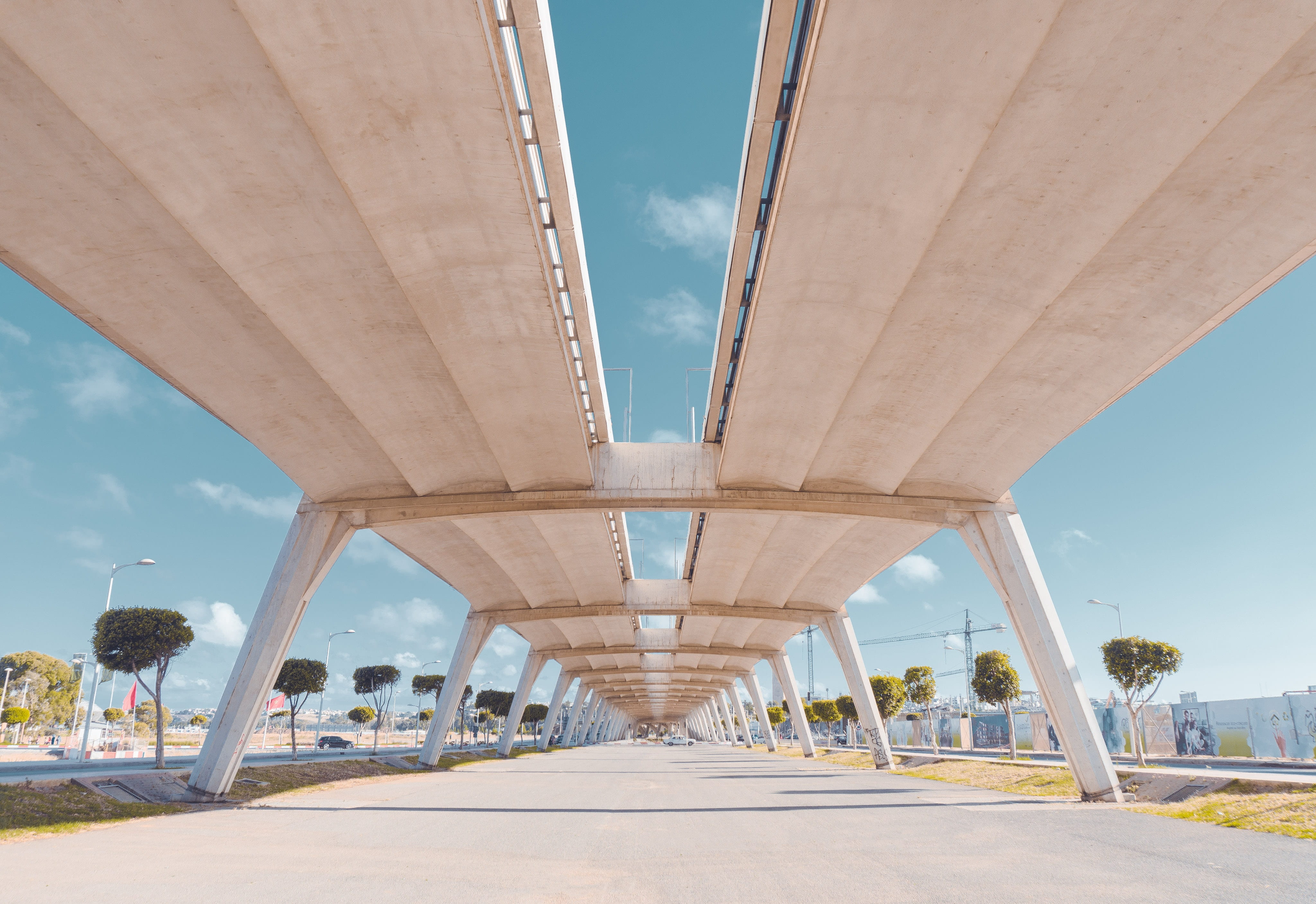 rabat, nature, bridge, connection, direction, day, morocco, sky, plant, architecture, road, perspective, transportation, construction, geometric, no people, HD Wallpaper