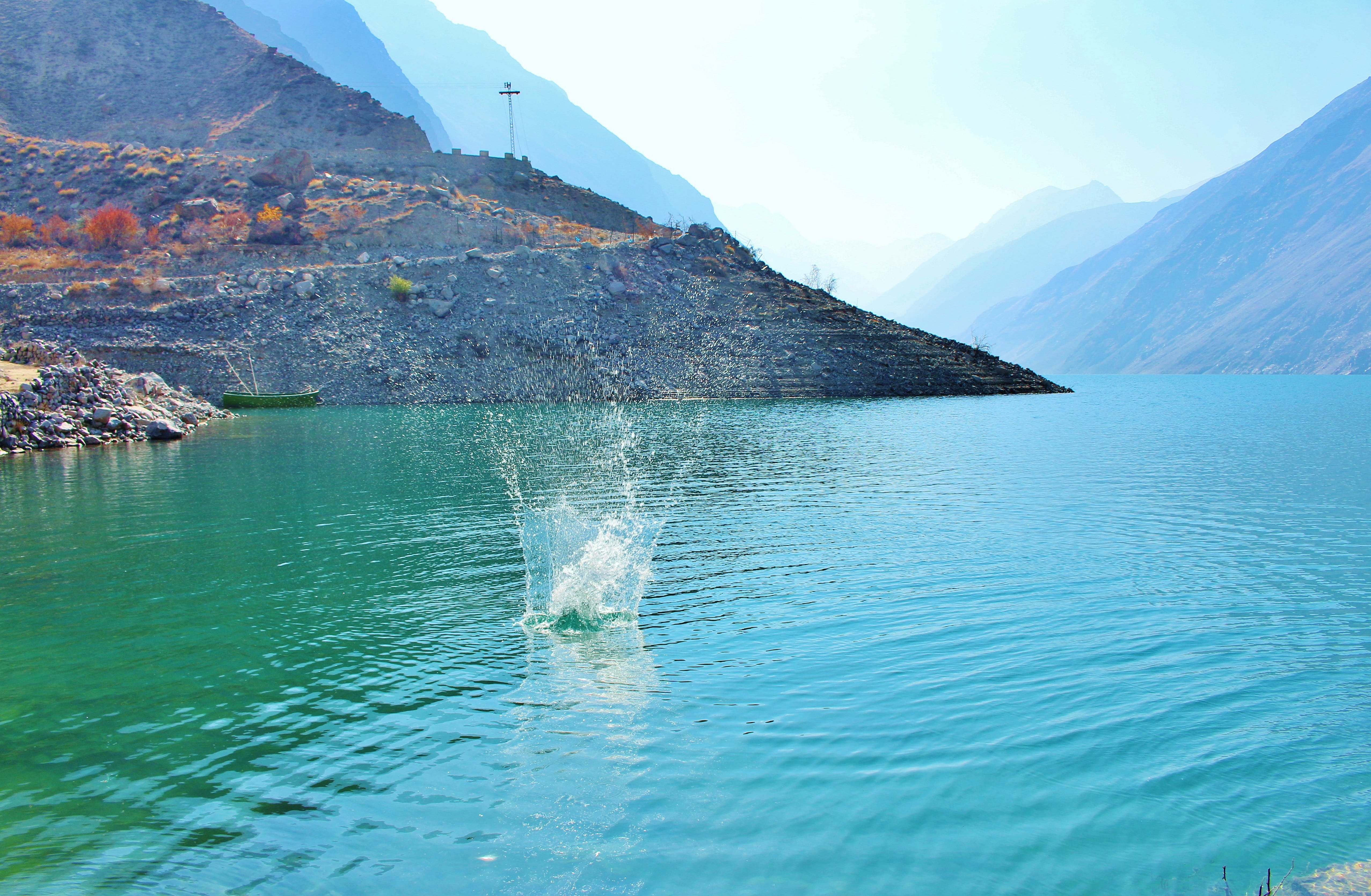 Skardu, sea, landscape, outdoors, satpara dam, waterfront, northern, gilgit-baltistan, motion, Pakistan, baltistan, karakoram, day, nature, elevation 2636 meters, HD Wallpaper
