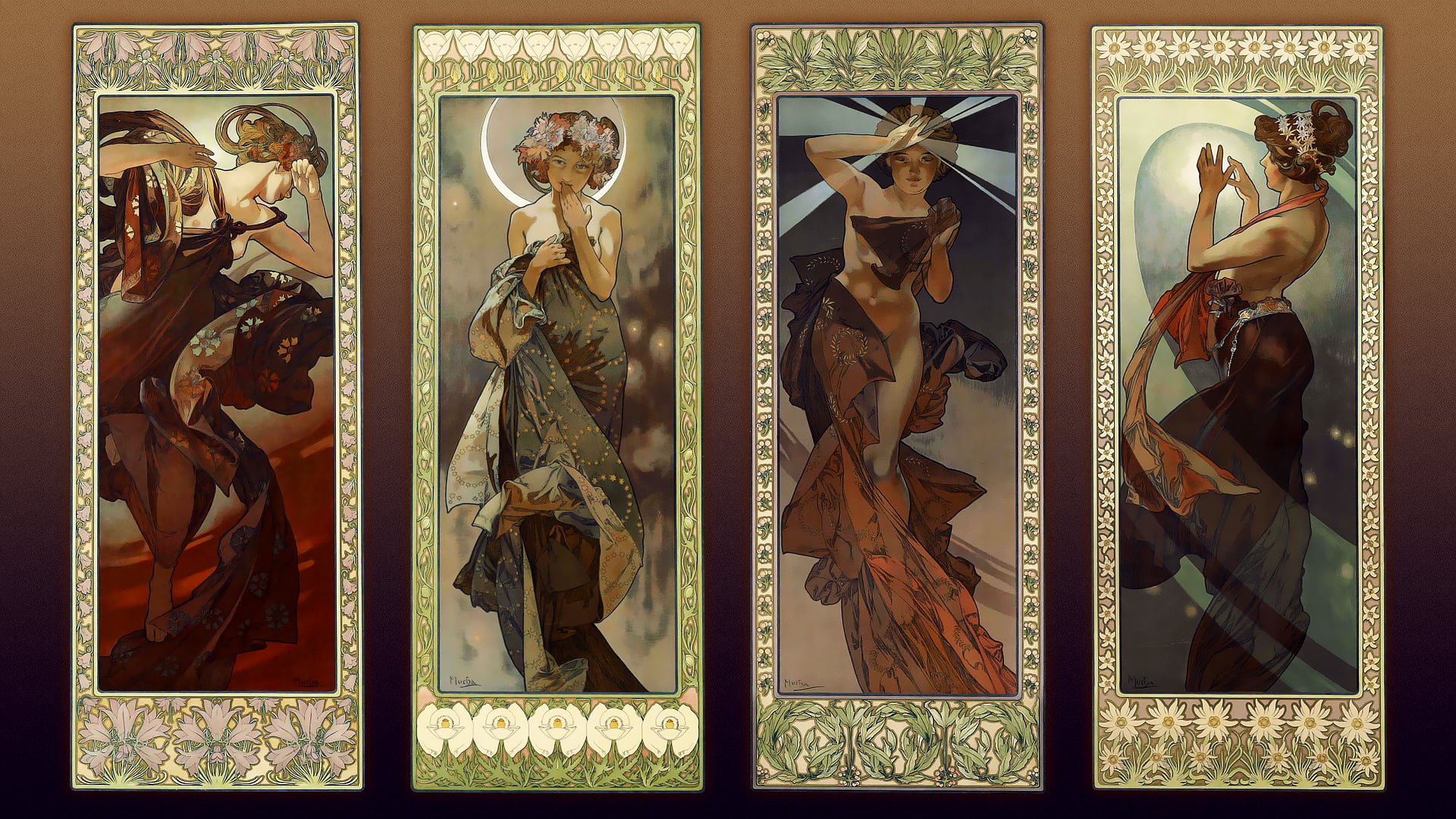 1080P, traditional art, illustration, Art Nouveau, Alphonse Mucha, HD Wallpaper