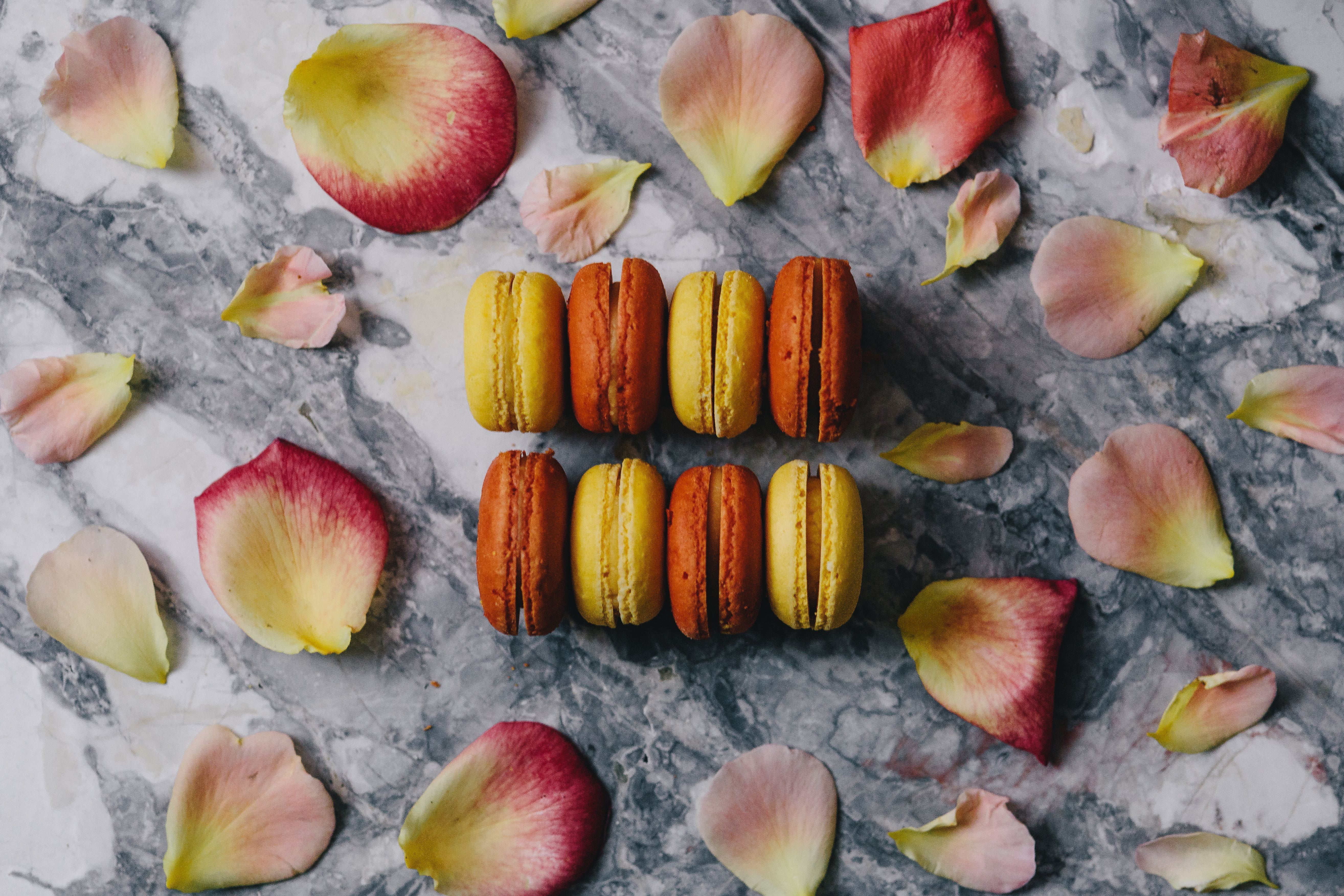 marble, view, nature, sweet, wellbeing, food and drink, cookie, healthy eating, colorfull, flat, almond, freshness, directly above, orange, marble backgound, HD Wallpaper