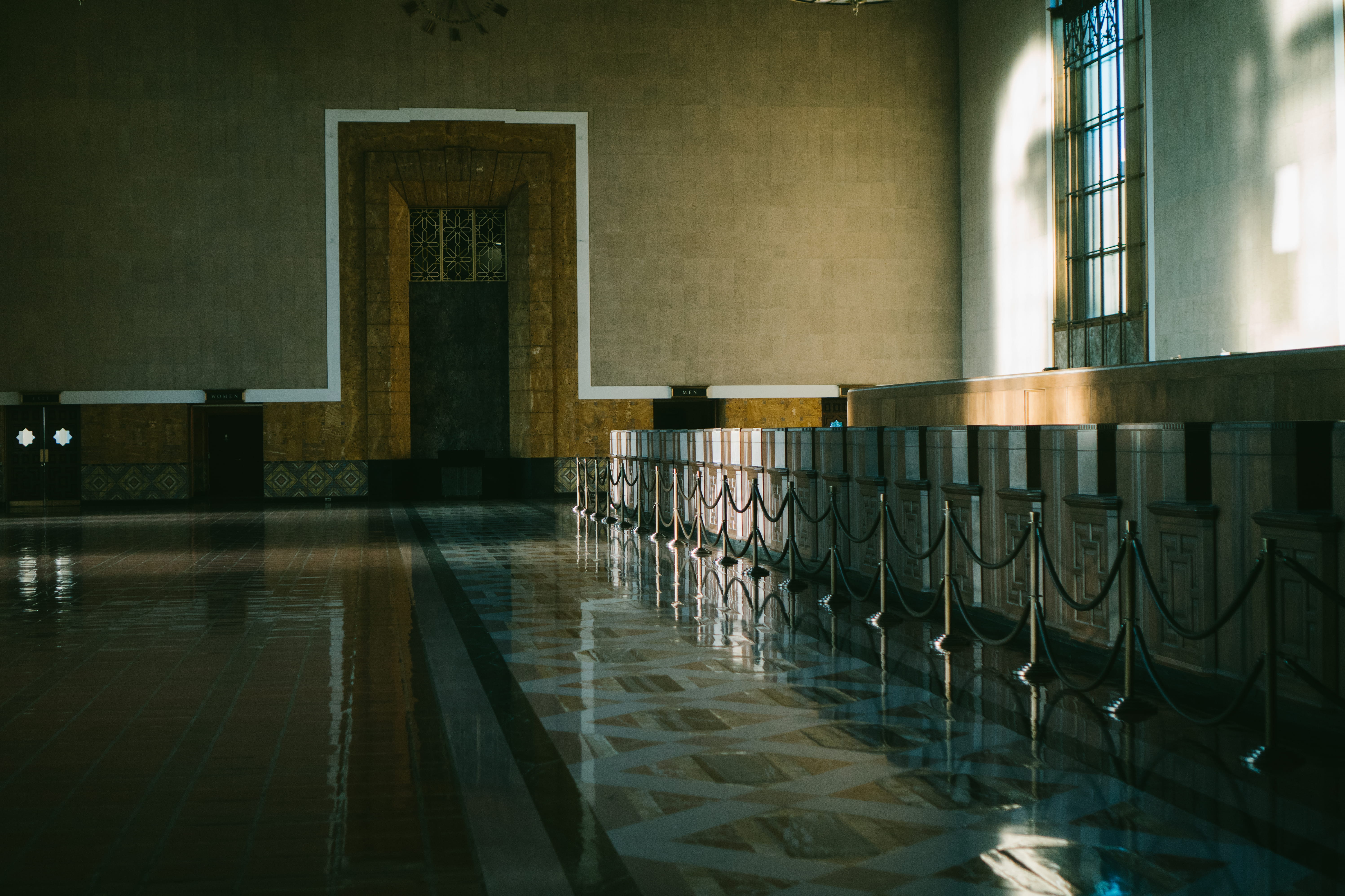 in a row, architecture, reflection, built structure, brown, indoors, subway, wall - building feature, dining table, nature, empty, underground, interior, HD Wallpaper