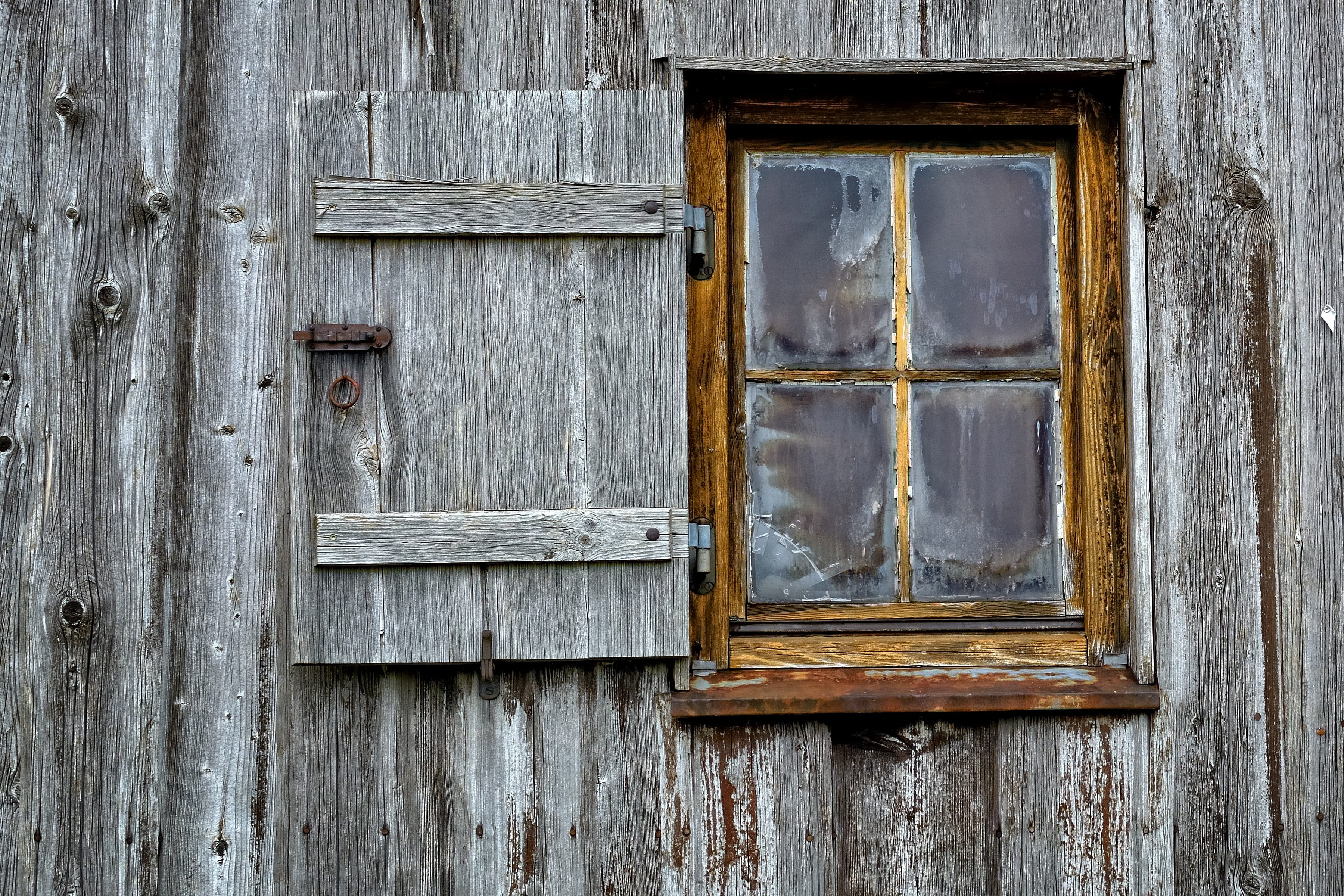 structure, day, outdoors, closed, frame, wood - material, rustic, wood, texture, atmosphere, hauswand, grain, brown, building exterior, shutter, house, HD Wallpaper