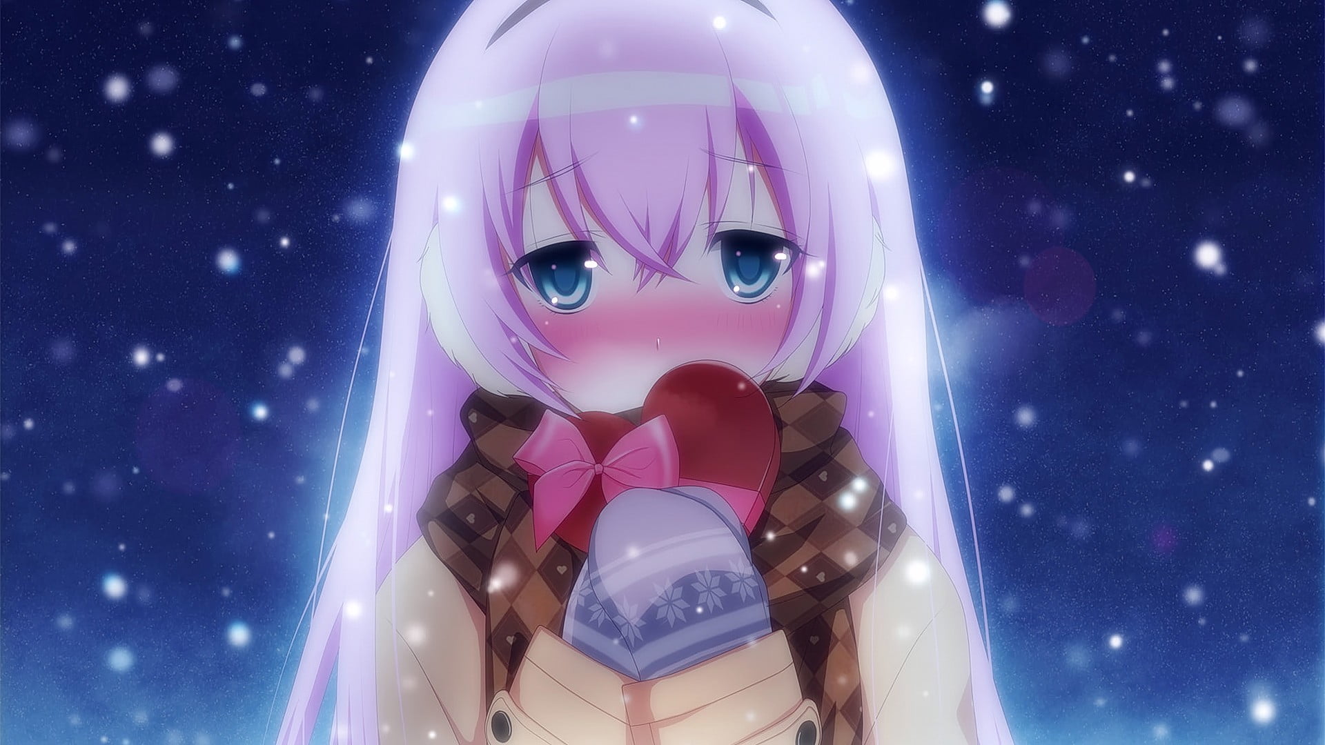 celebration, reflection, cold, anime girls, star - space, pink color, fashion, 1080P, arts culture and entertainment, indoors, shape, representation, anime, HD Wallpaper