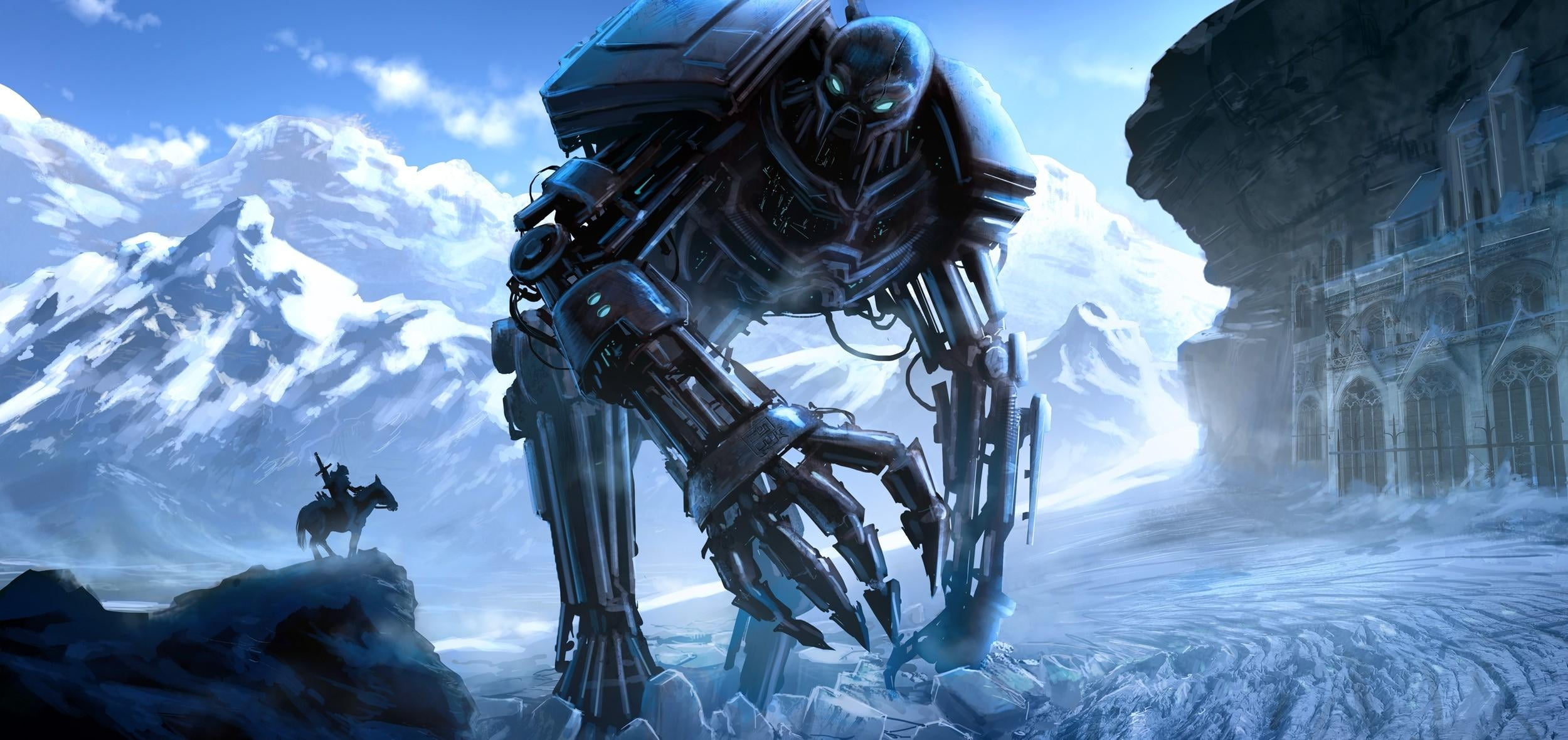 representation, alien, beauty in nature, cold temperature, illustration, cyborg, machinery, architecture, male likeness, 1080P, travel destinations, sculpture, HD Wallpaper