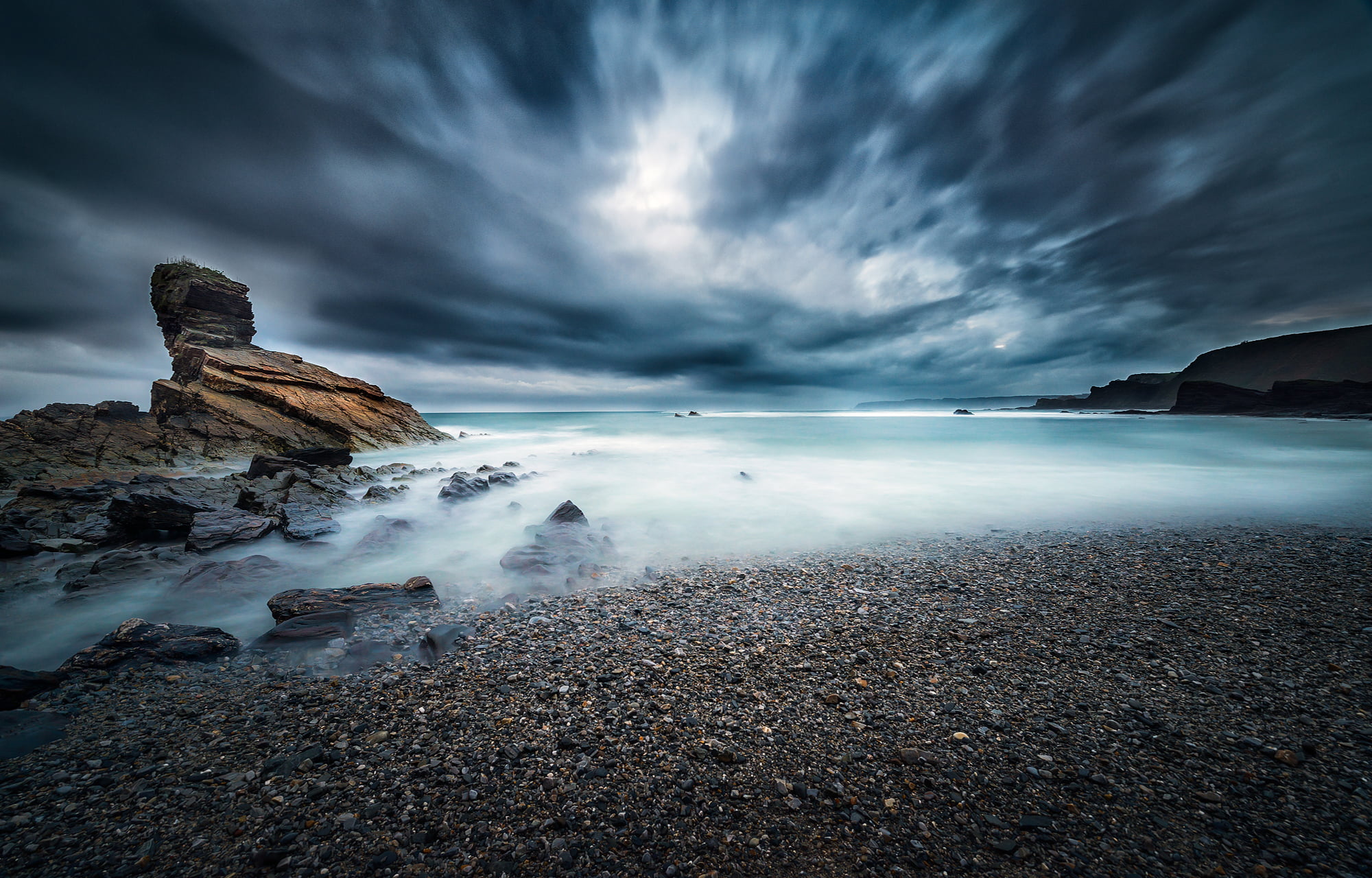 1080P, travel, seashore, outdoors, sea, rock - Object, nature, sunset, water, sky, seascape, landscape, sky  landscape, scenics, clouded, beach, clouds, HD Wallpaper