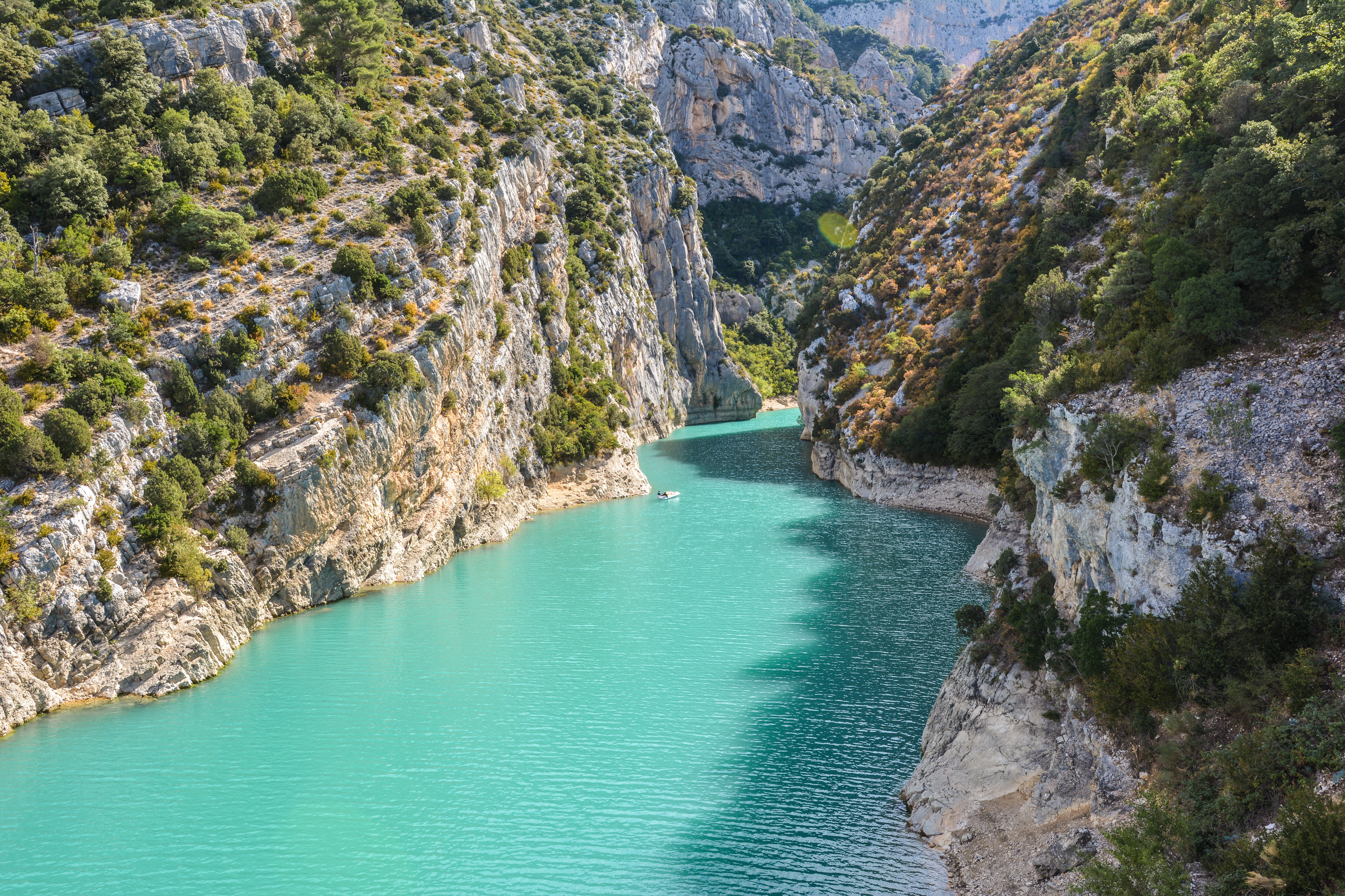 outdoors, south of france, france, plant, 5K, cliff, gorge, sainte-croix-du-verdon, rock formation, beauty in nature, water, sea, formation, lac de sainte-croix, HD Wallpaper