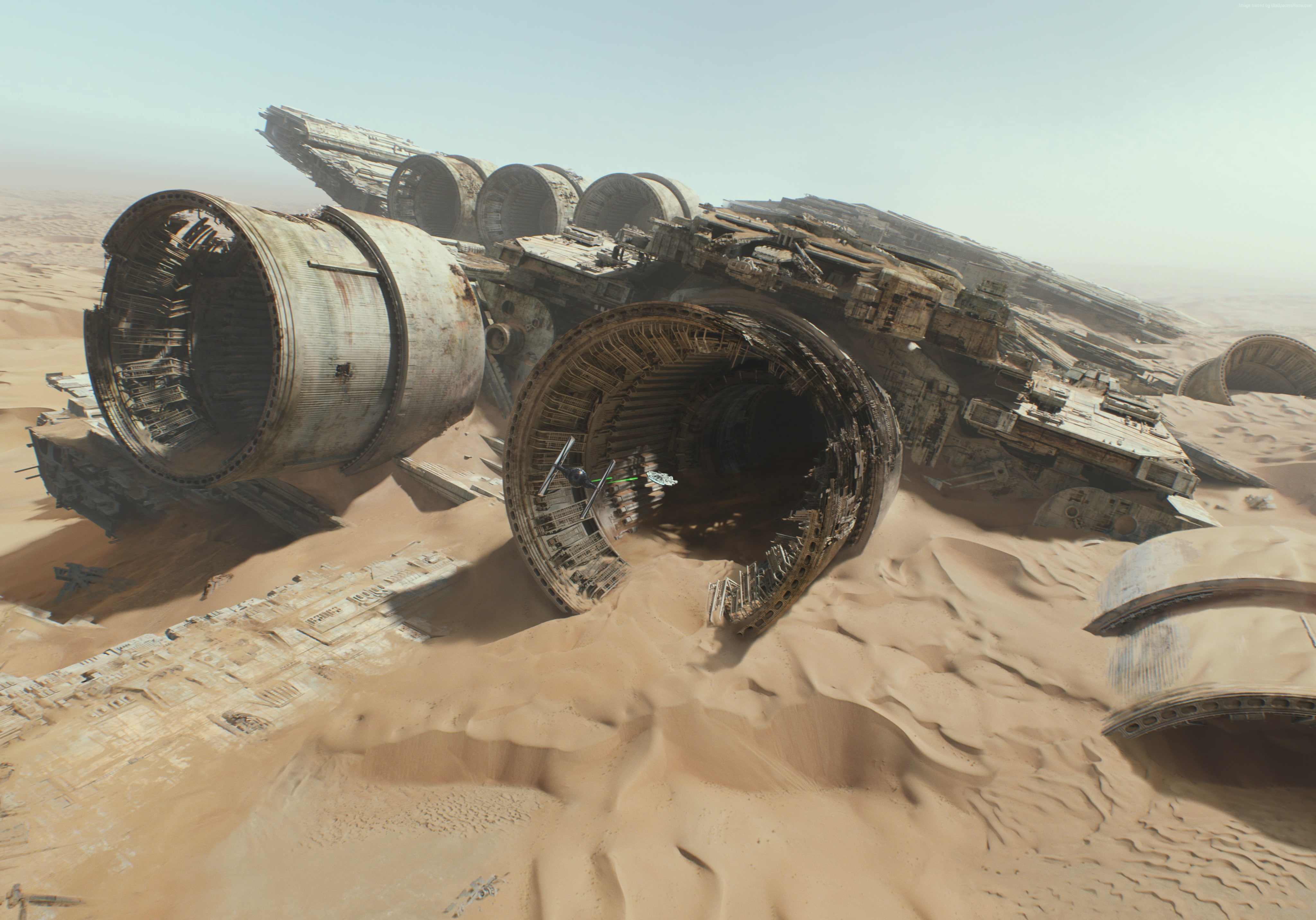 Star Wars, Star Destroyer, desert, crash, Star Wars: The Force Awakens, 4K, HD Wallpaper