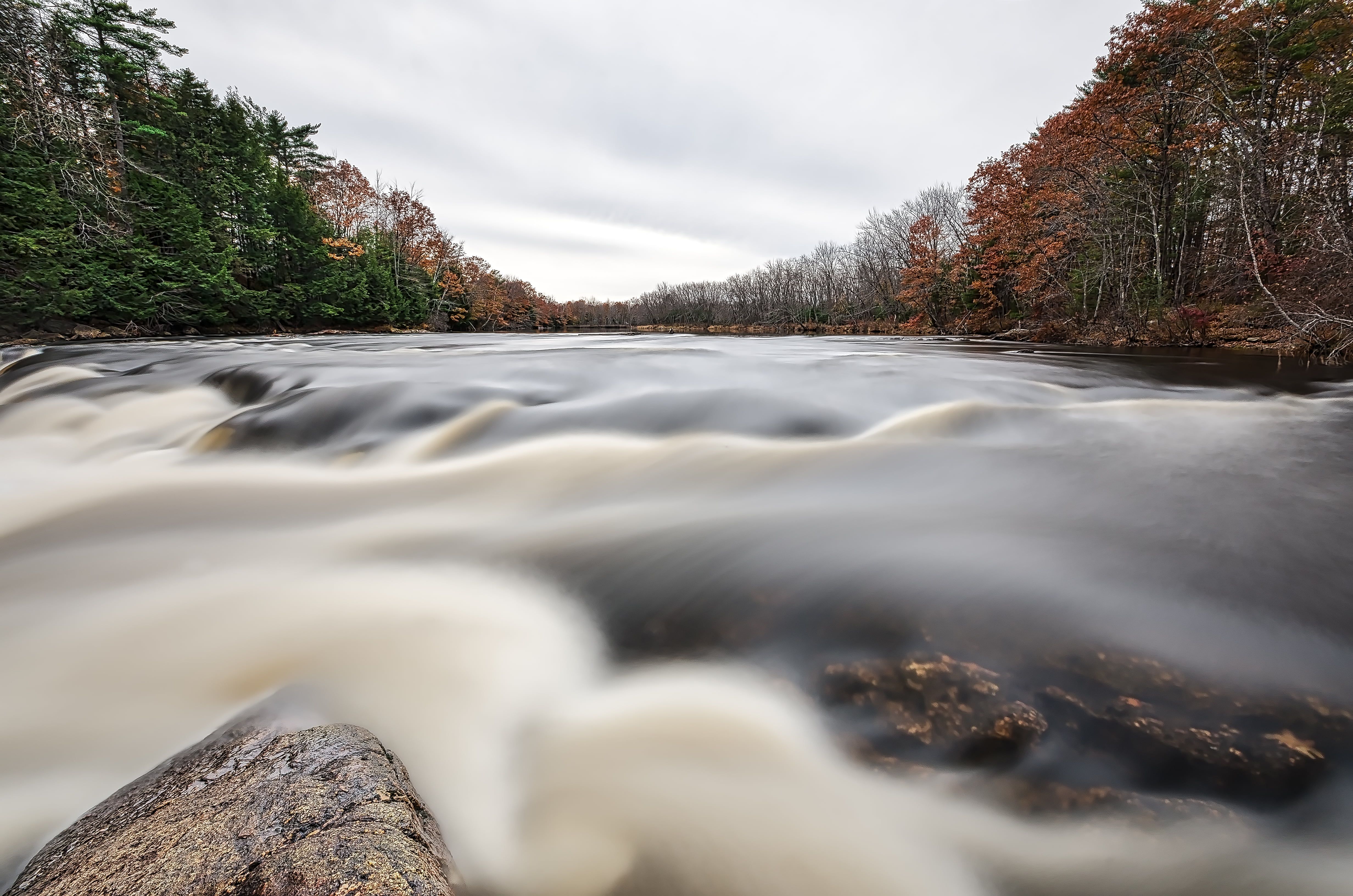 Steep Falls, Maine, waterfall, Saco  river, photography, outdoors, river, Edit, scenics, water, long-exposure, trees, landscape, nature, forest, 4K, DSC, HD Wallpaper