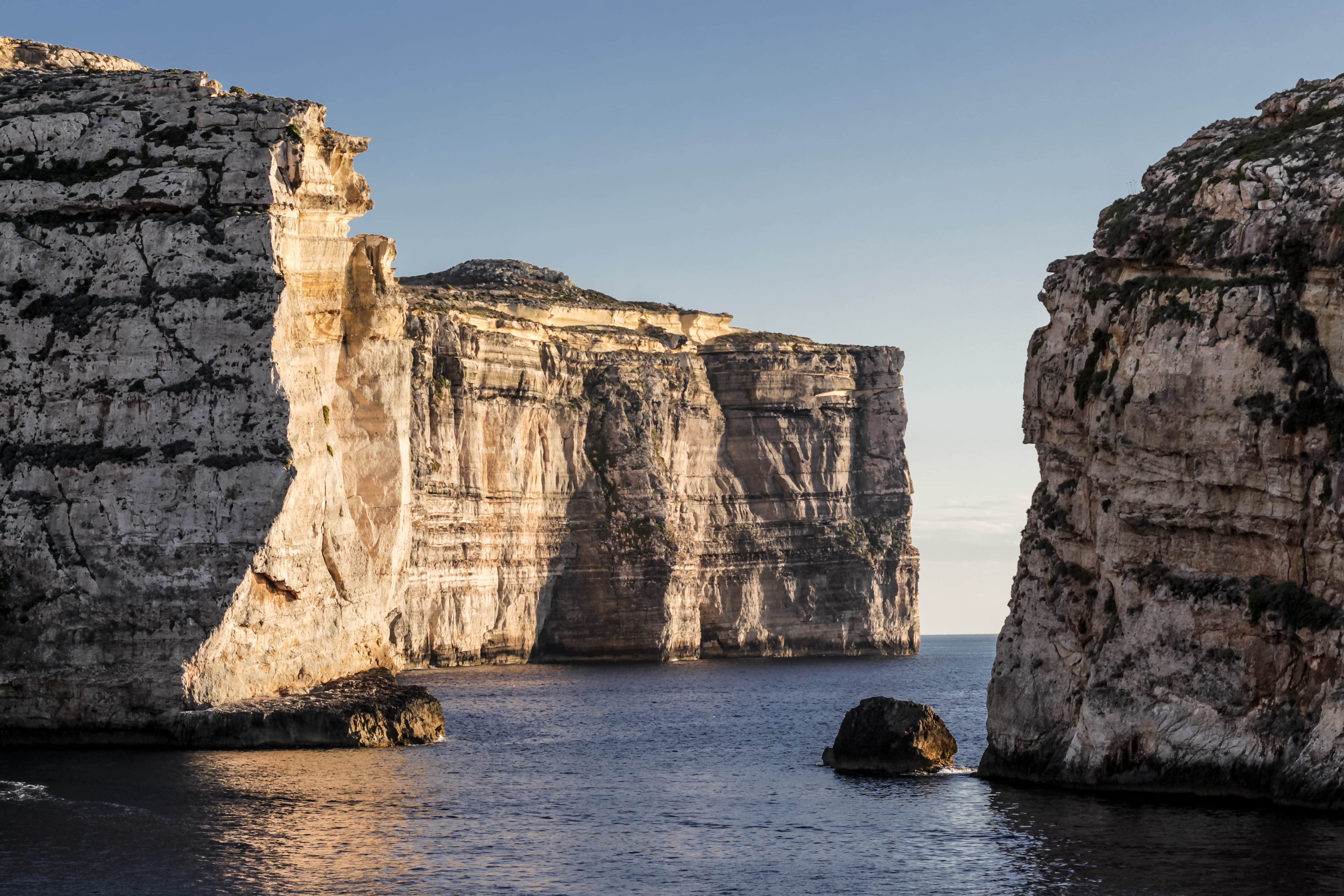 rock, solid, water, steep, sky, rocks, stack rock, sea, scenics - nature, clear sky, nature, outdoor, rock - object, tranquil scene, beauty in nature, cliffs, HD Wallpaper