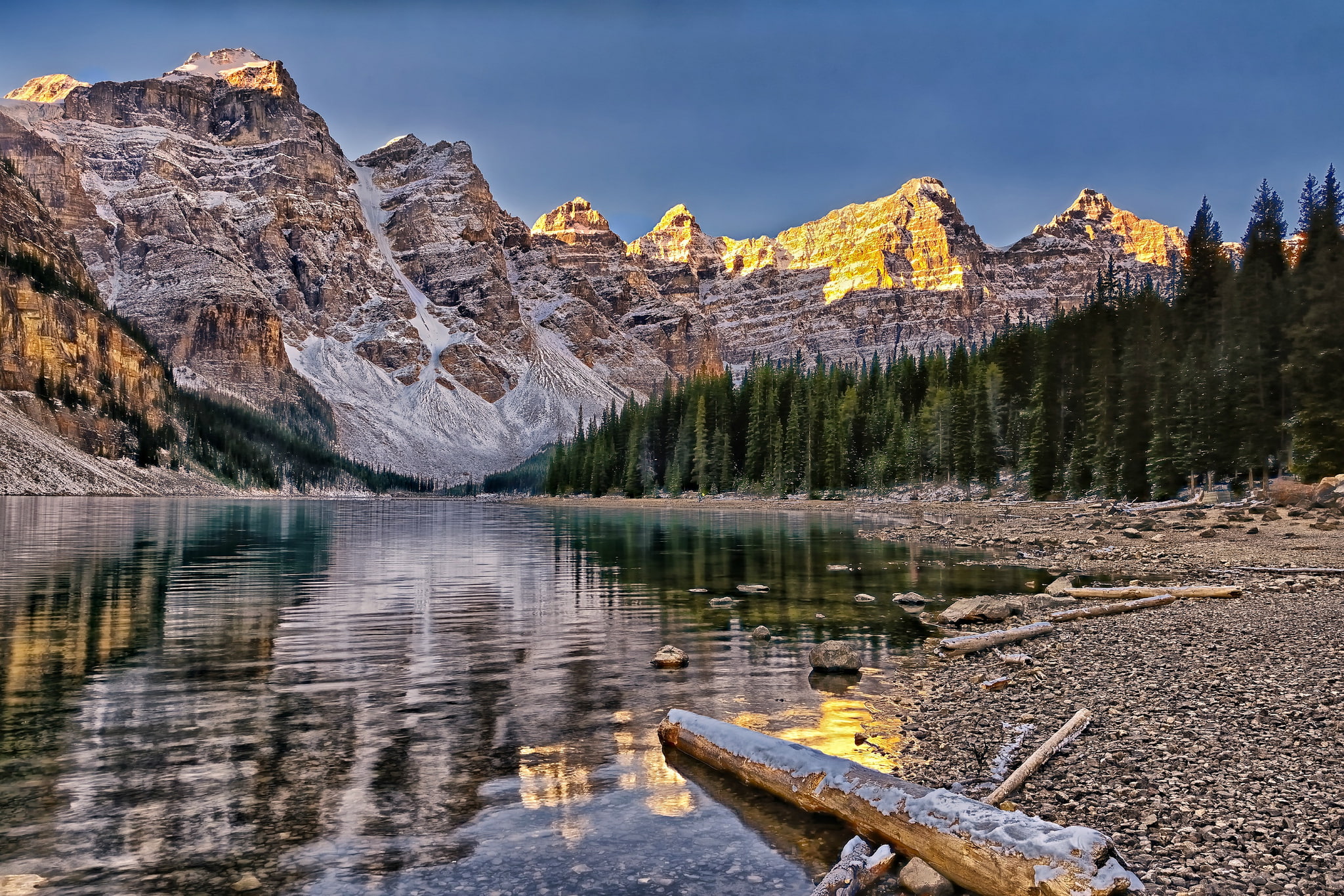 beauty in nature, Banff National Park, day, grey, mountain, reflection, mountains, mountain range, tranquil scene, Moraine Lake, snowcapped mountain, brown, HD Wallpaper