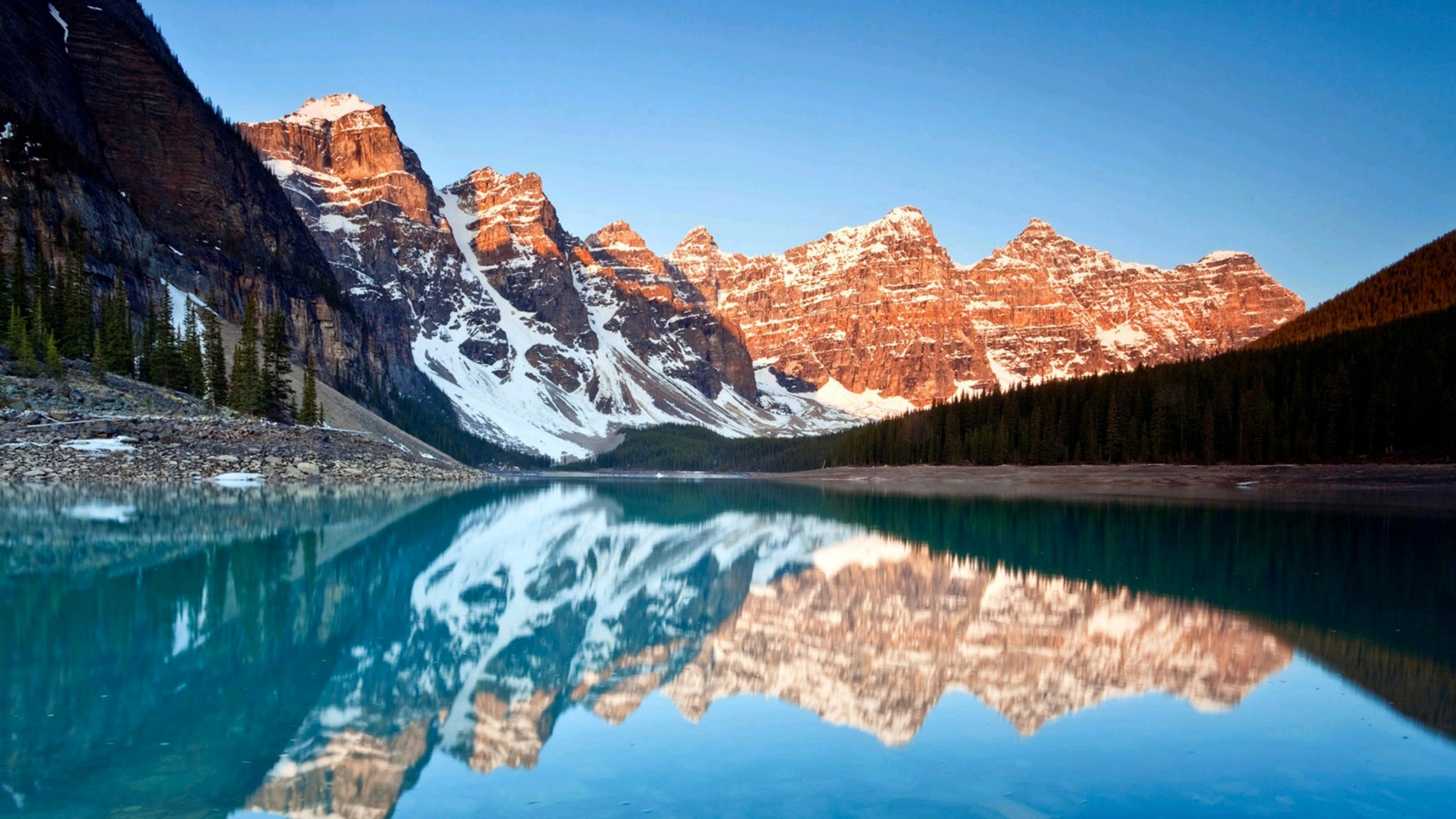 beauty in nature, idyllic, ten peaks, alberta, non-urban scene, banff national park, scenics - nature, formation, mountain range, snowcapped mountain, reflection, HD Wallpaper