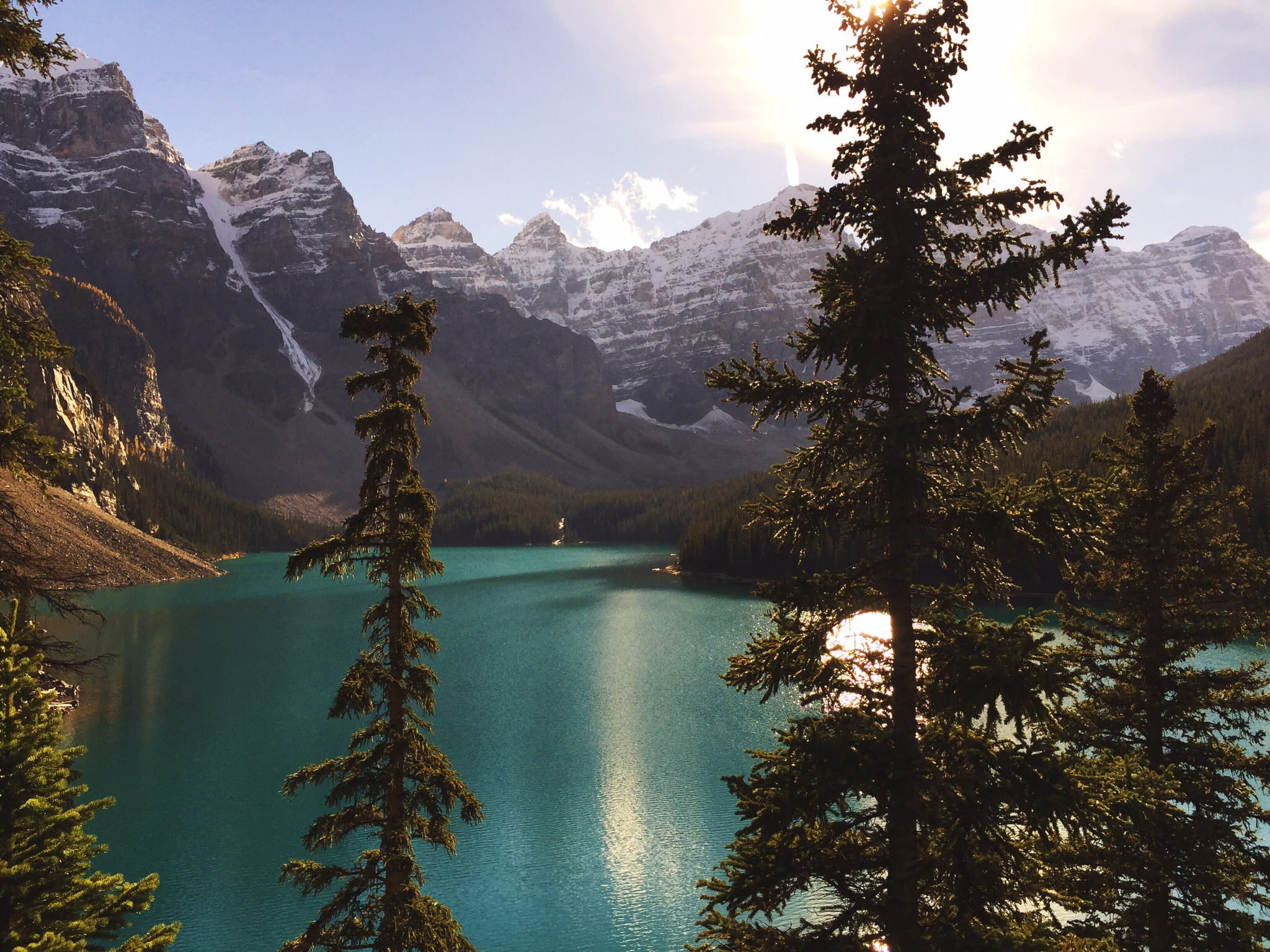 tranquility, tranquil scene, mountain, no people, water, mountain peak, valley of the ten peaks, day, snow, mountain range, beauty in nature, nature, scenics - nature, HD Wallpaper