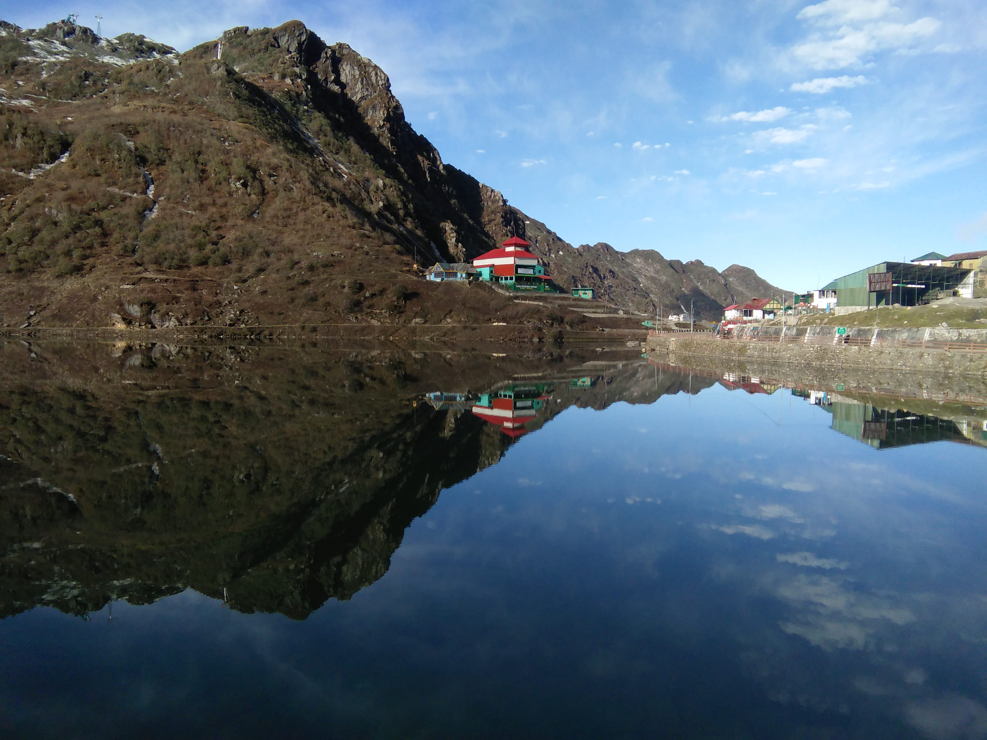 architecture, beauty in nature, tranquility, glacial lakes, east sikkim, formation, mirages, sky, day, 2K, mountain, waterfront, rock, jawaharlal nehru rd, HD Wallpaper