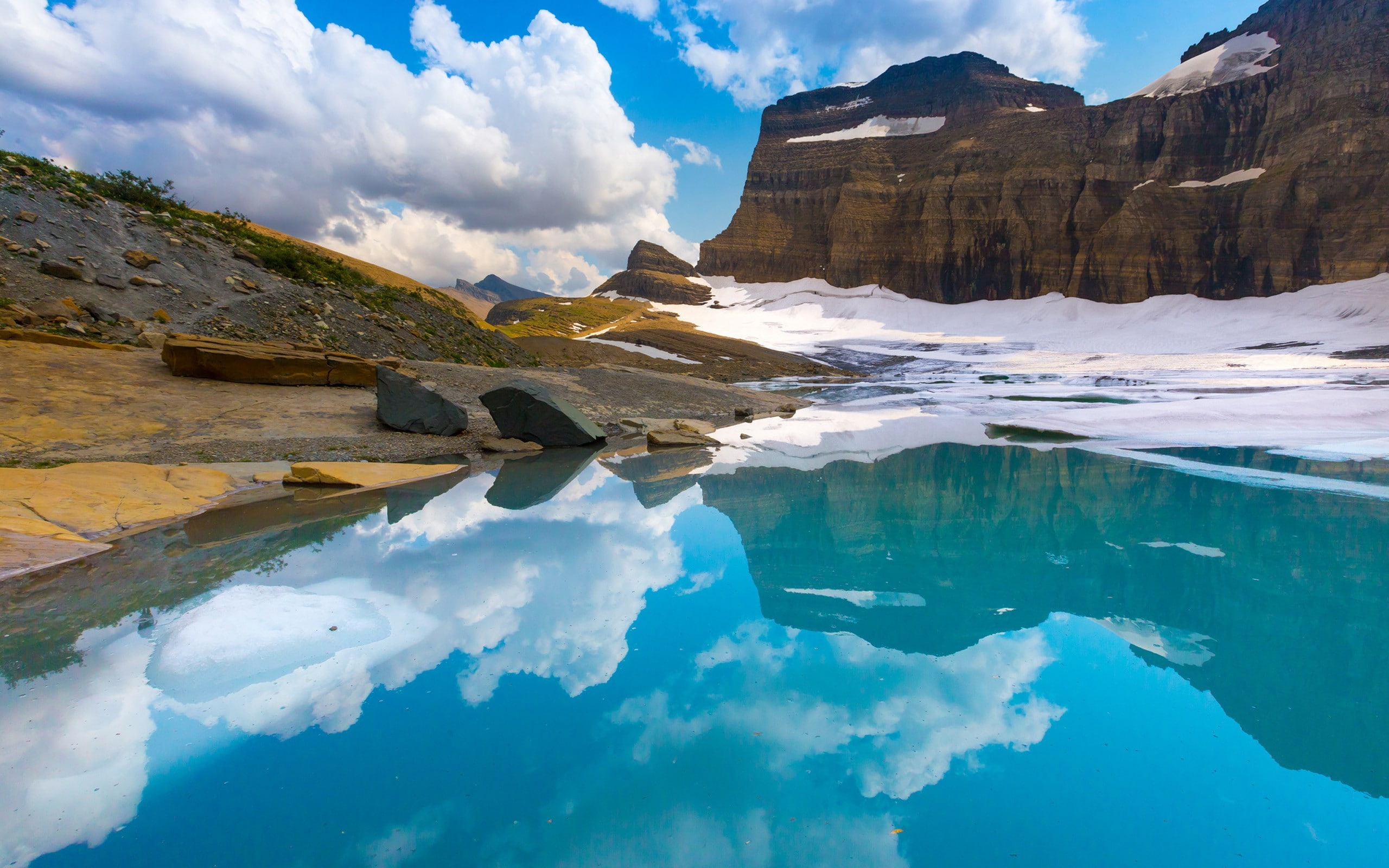 mountains, nature, 2K, Glacial Lake, HD Wallpaper