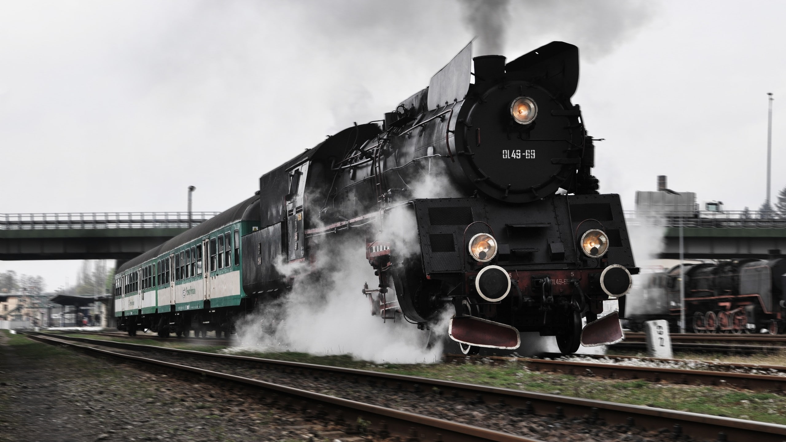 Ol-49, train, railway, 2K, Poland, HD Wallpaper
