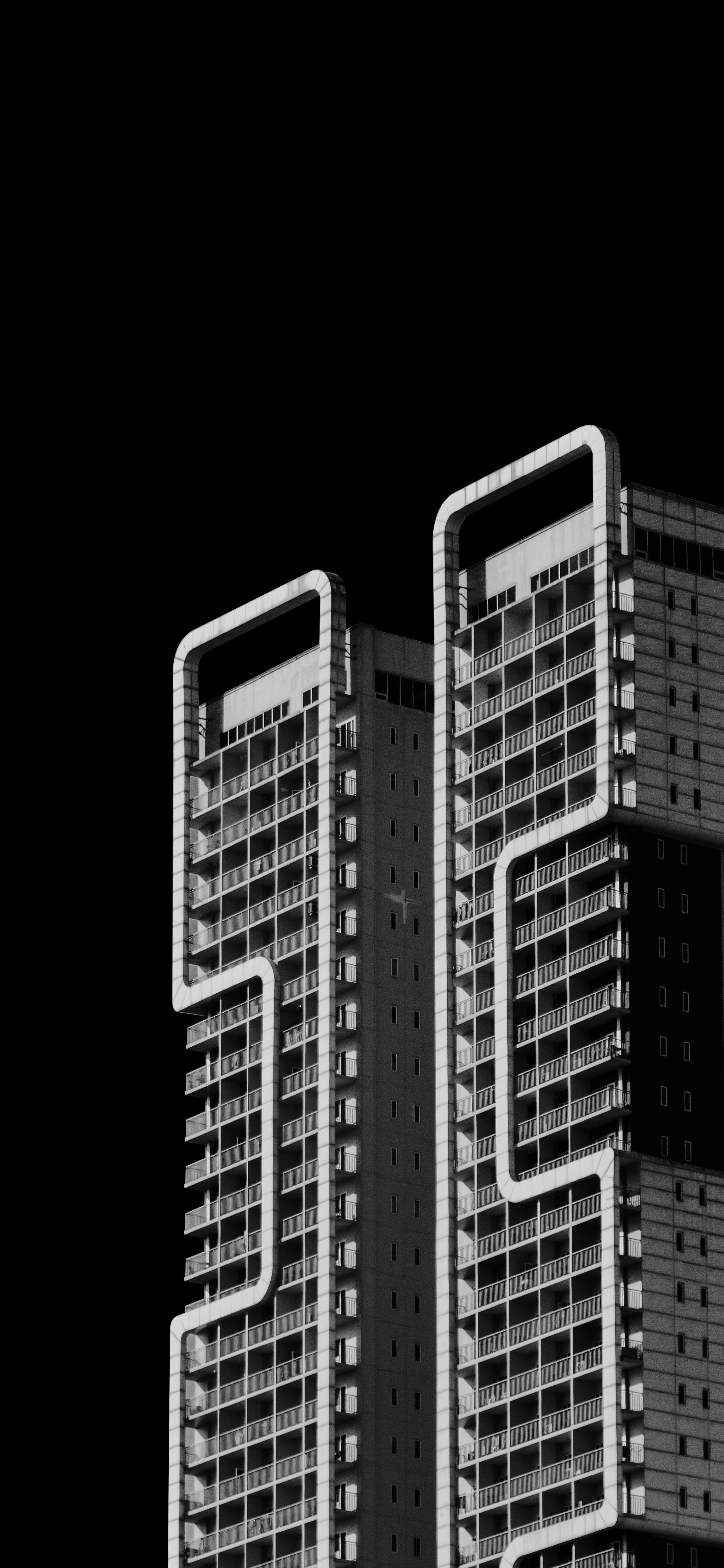 photography, black, banister, outdoors, city, tower, copy space, town, office, clear sky, tall - high, night, intersection, building, iphone, built structure, Phone HD Wallpaper