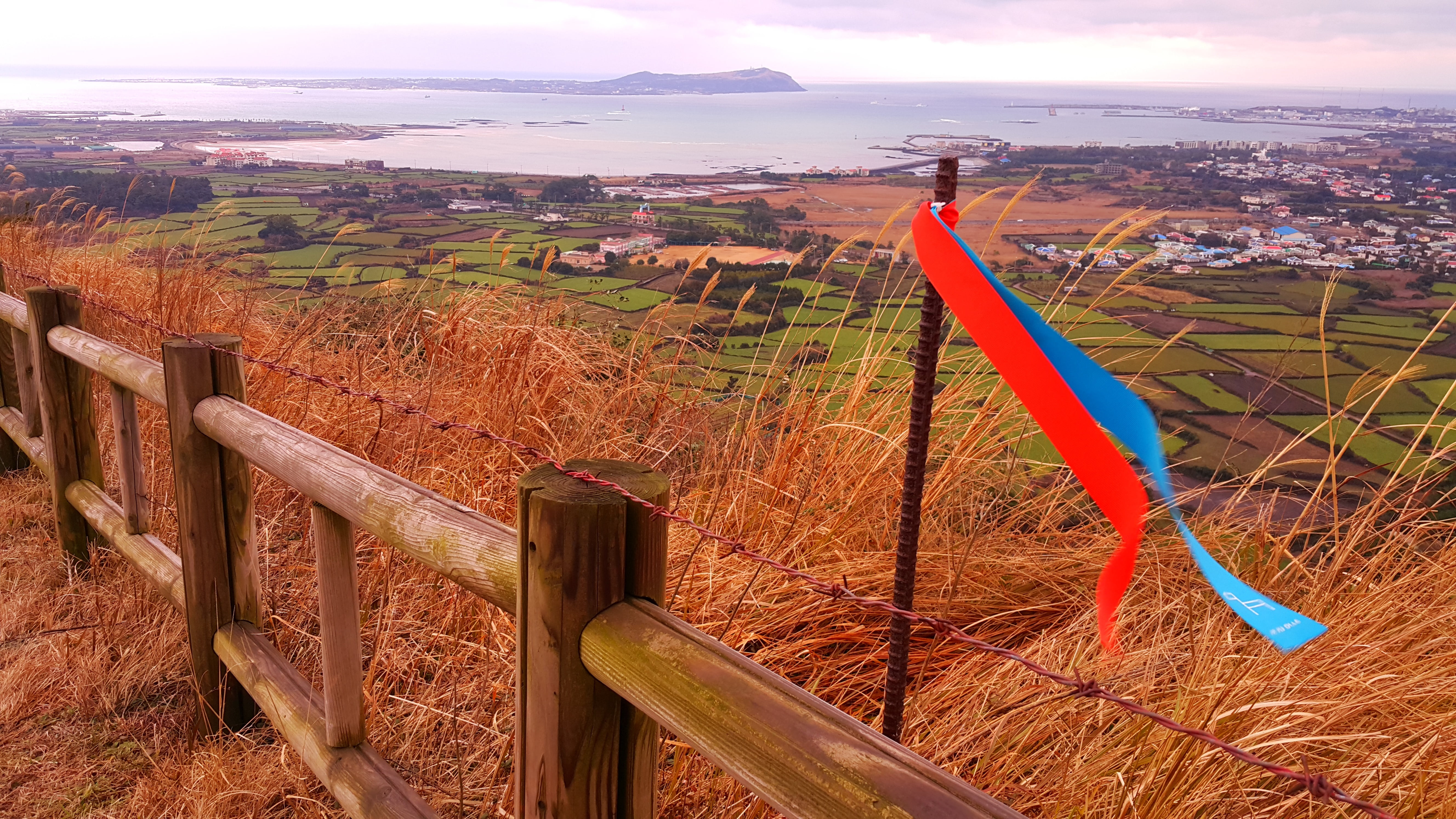 land, day, field, non-urban scene, udo, scenics - nature, jeju, wind, cloud - sky, plant, nature, change, high angle view, outdoors, flag, wood - material, HD Wallpaper
