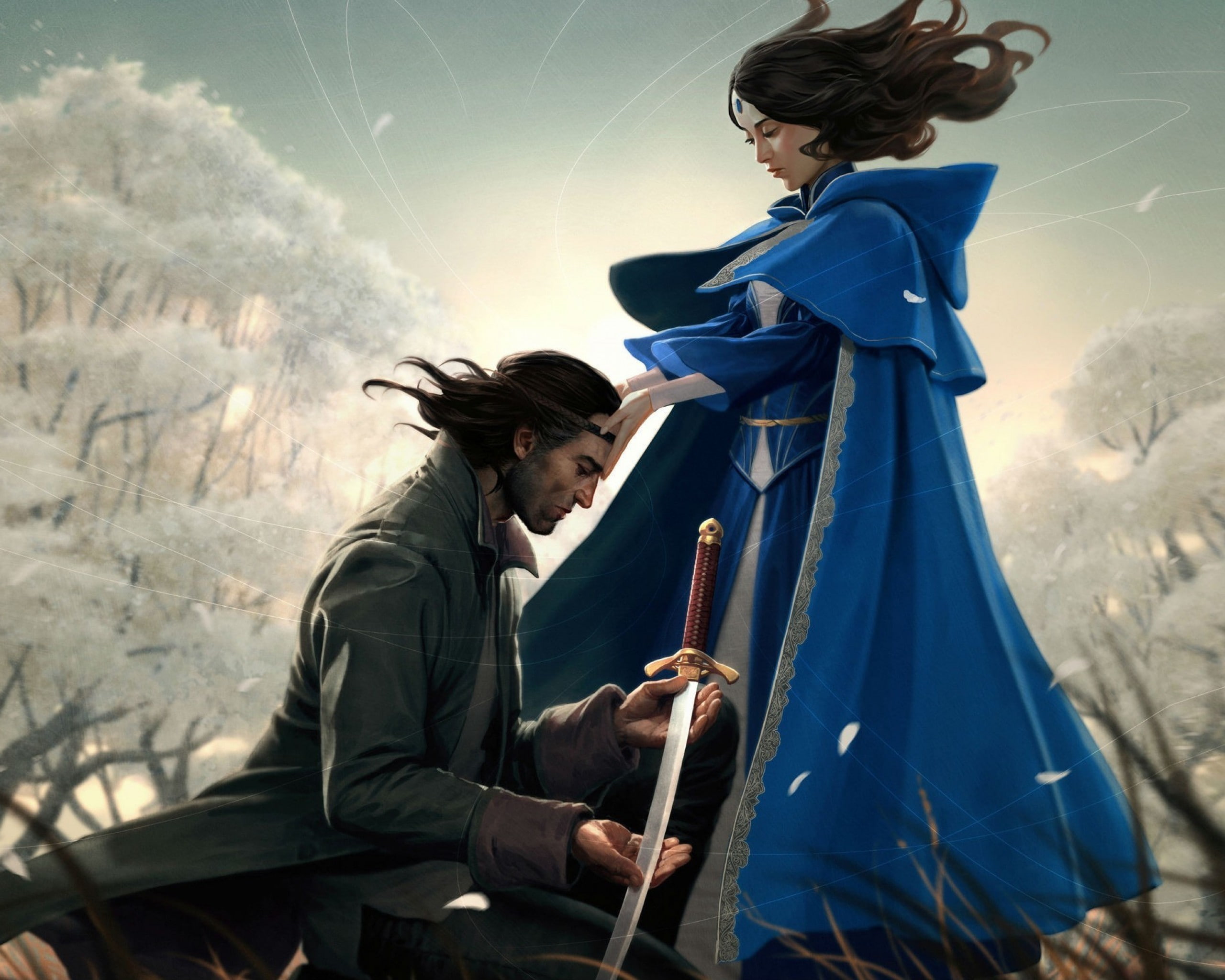 young women, sword, Ayz At Sendai, man, girl, females, standing, illustration to the book, skill, men, real people, front, digital, The Wheel Of Time, day, HD Wallpaper