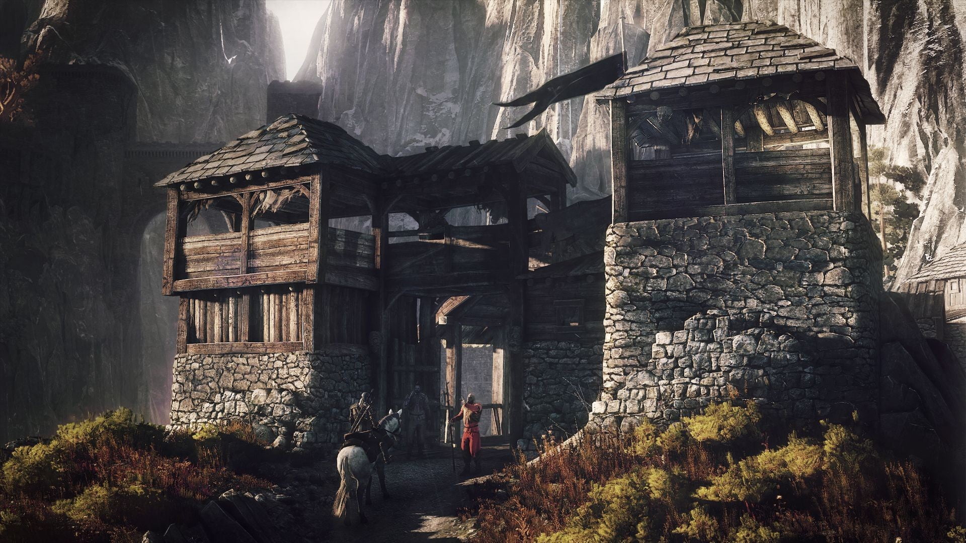 place of worship, building exterior, stone, spirituality, 1080P, nature, video games, ancient, ancient civilization, The Witcher, digital, outdoors, building, HD Wallpaper