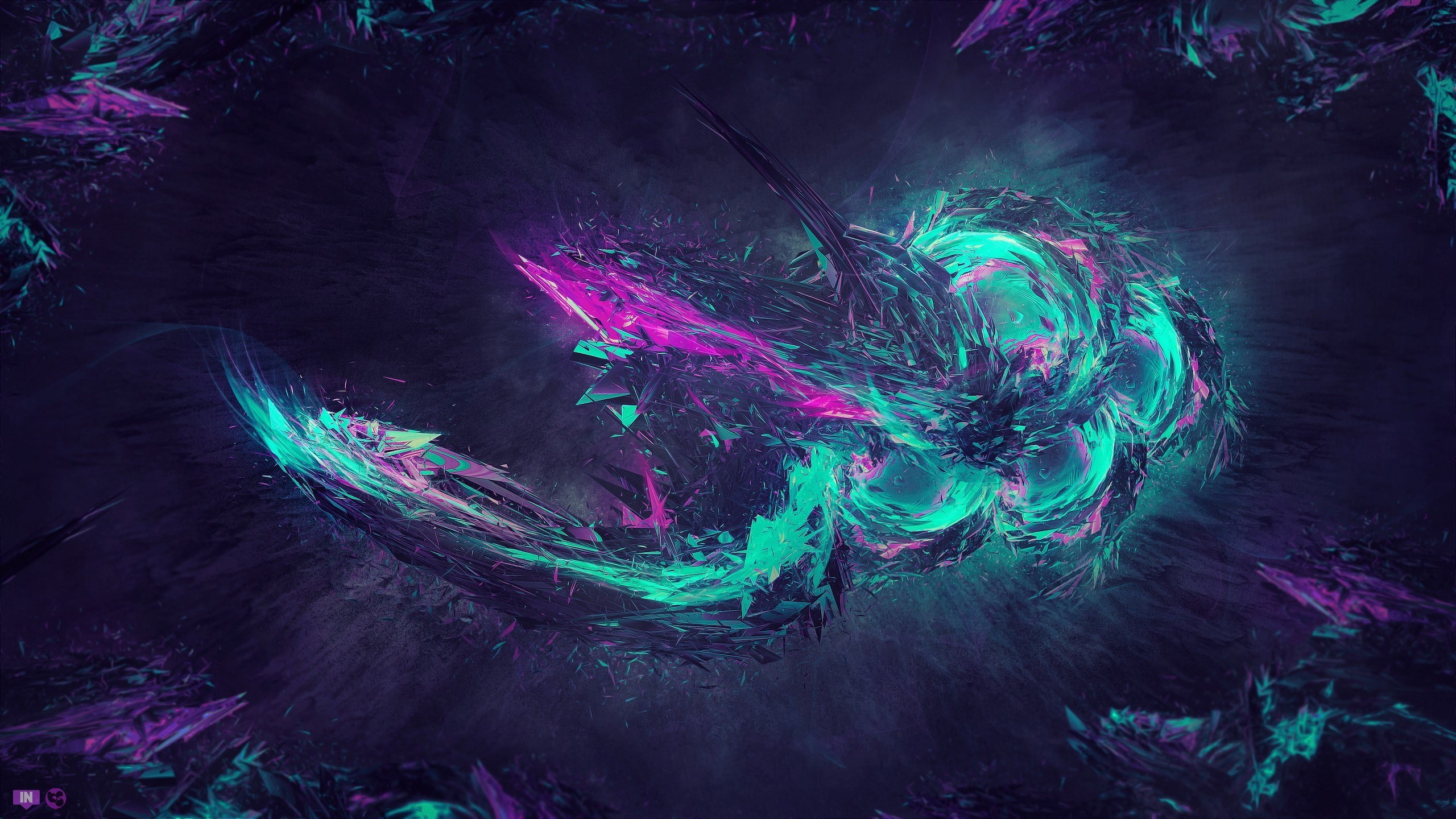 2560x1440, abstraction, digital, color, 2K, Purple, art, Blue, Colorful, abstract, HD Wallpaper