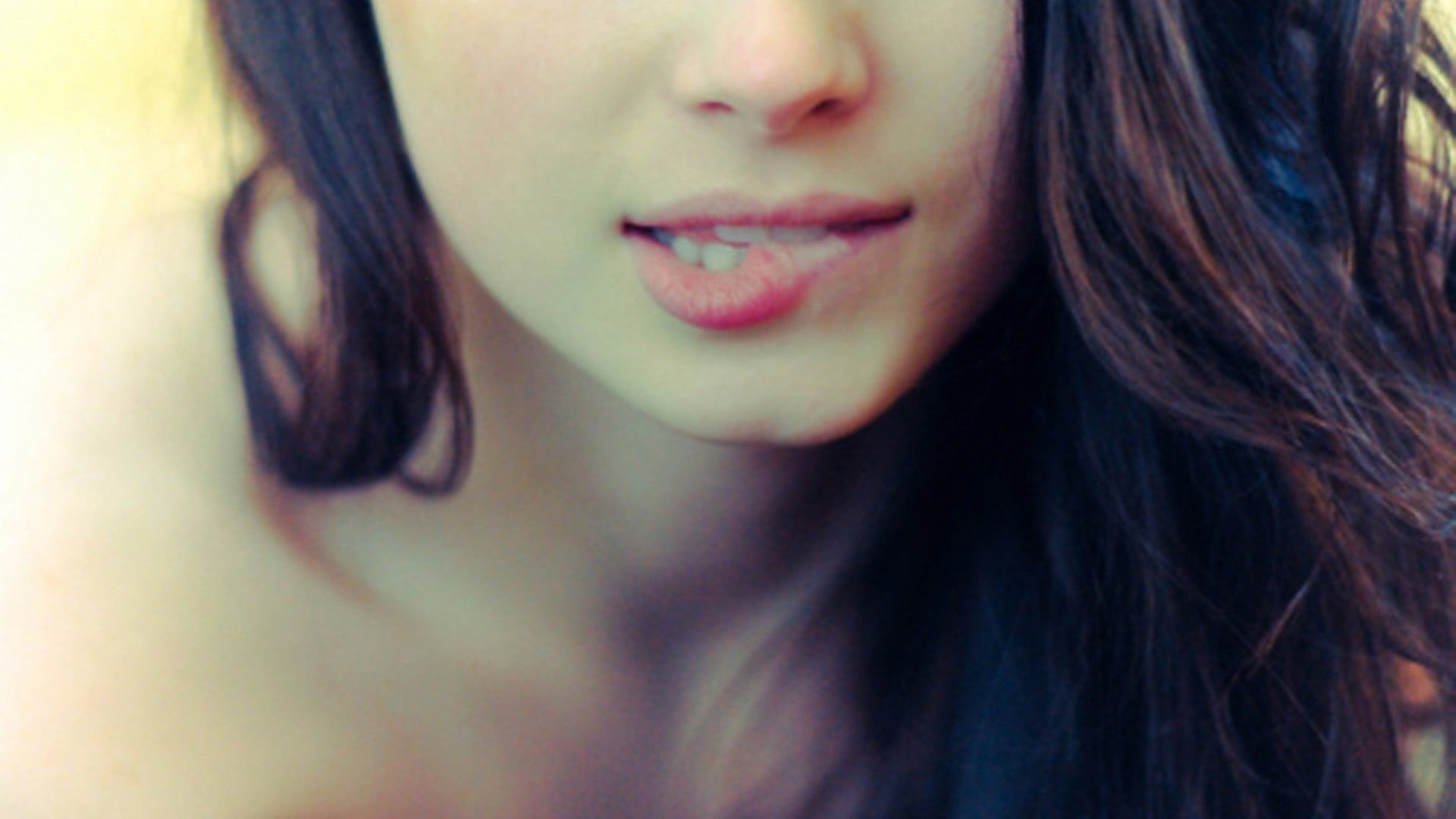 emotion, human lips, close-up, s, portrait, 1080P, beautiful woman, young adult, brown hair, women, smiling, face, woman, happiness, human hair, adult, HD Wallpaper