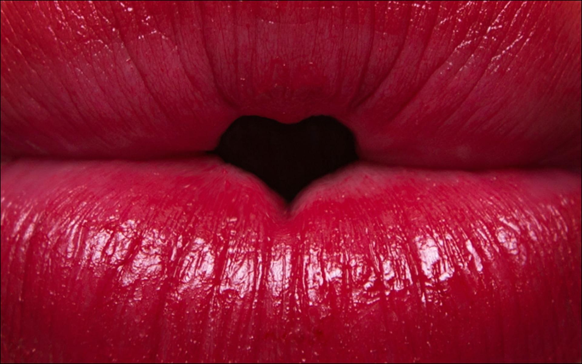 1080P, lips, abstract, red, heart, HD Wallpaper