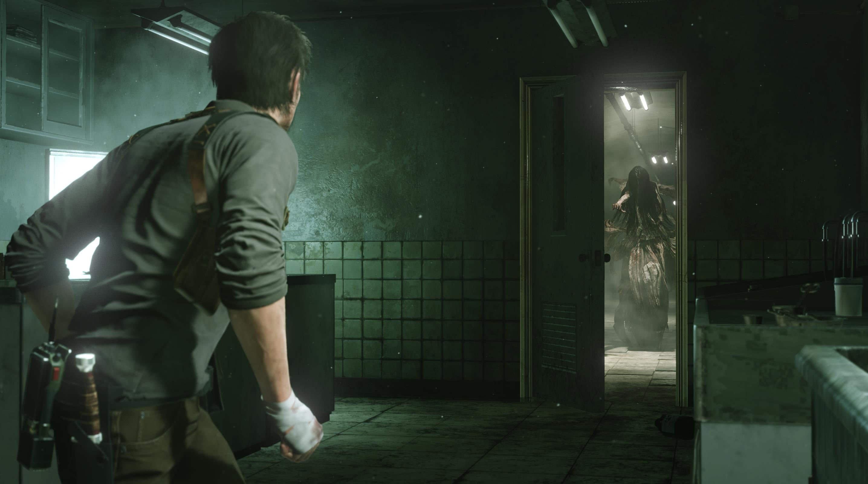 one person, night, young men, Console Games, PS4, men, contemplation, side view, young adult, looking, indoors, adult, standing, The Evil Within 2 - PS4, HD Wallpaper