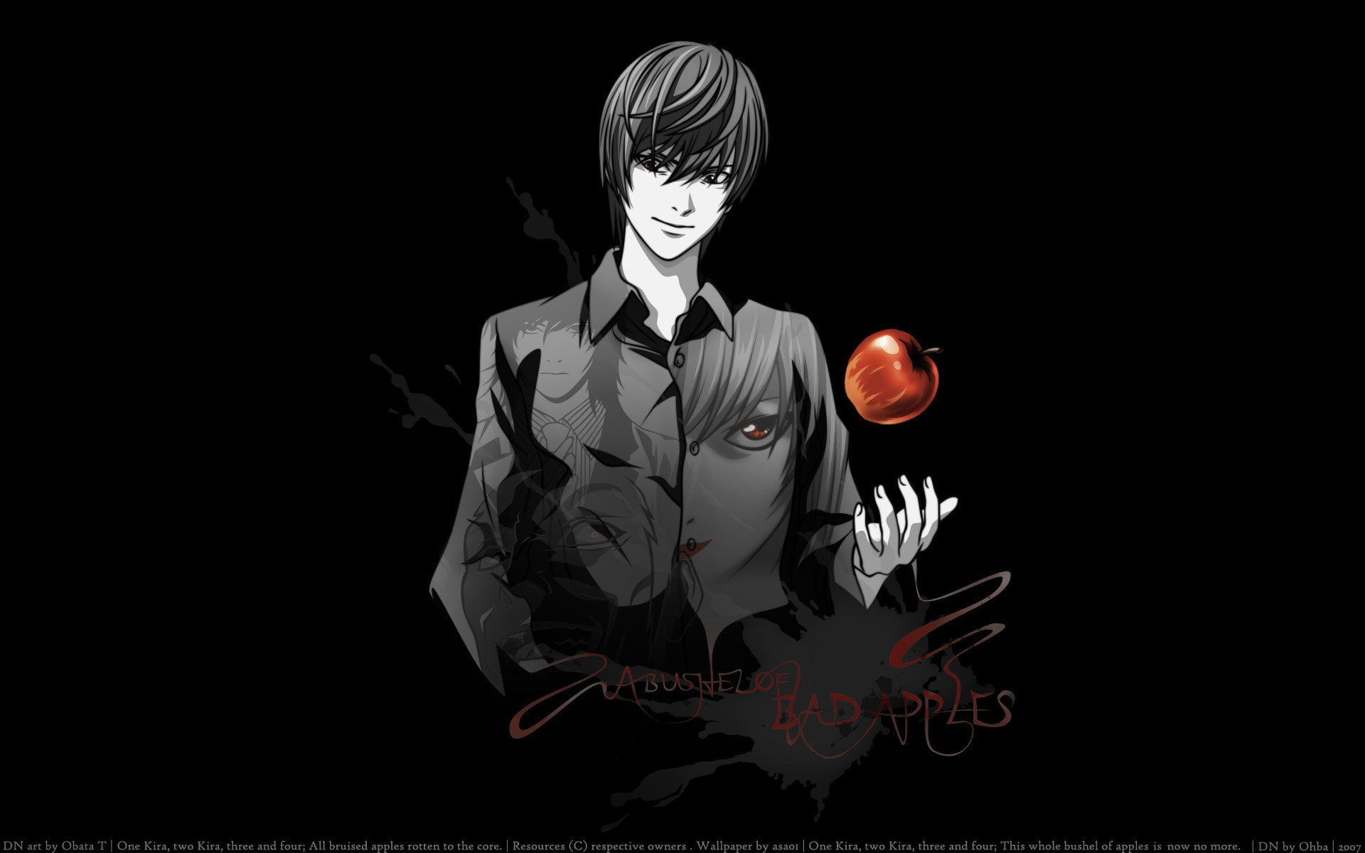 illuminated, Anime, studio shot, 1080P, indoors, copy space, female likeness, cut out, digital composite, Death Note, dark, male likeness, art and craft, HD Wallpaper