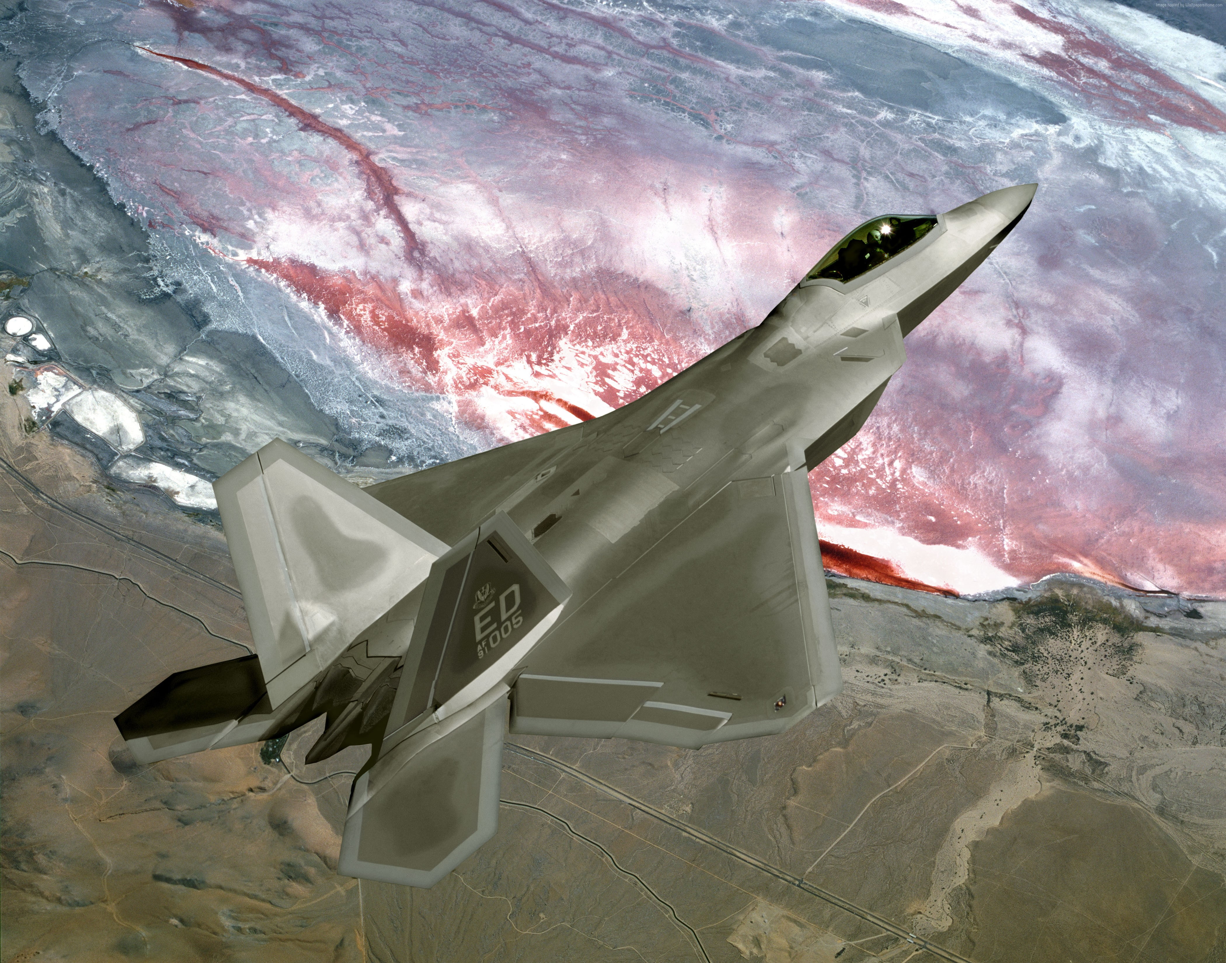 Raptor, Martin, air superiority fighter, U.S. Air Force, stealth, 4K, F-22, Lockheed, HD Wallpaper