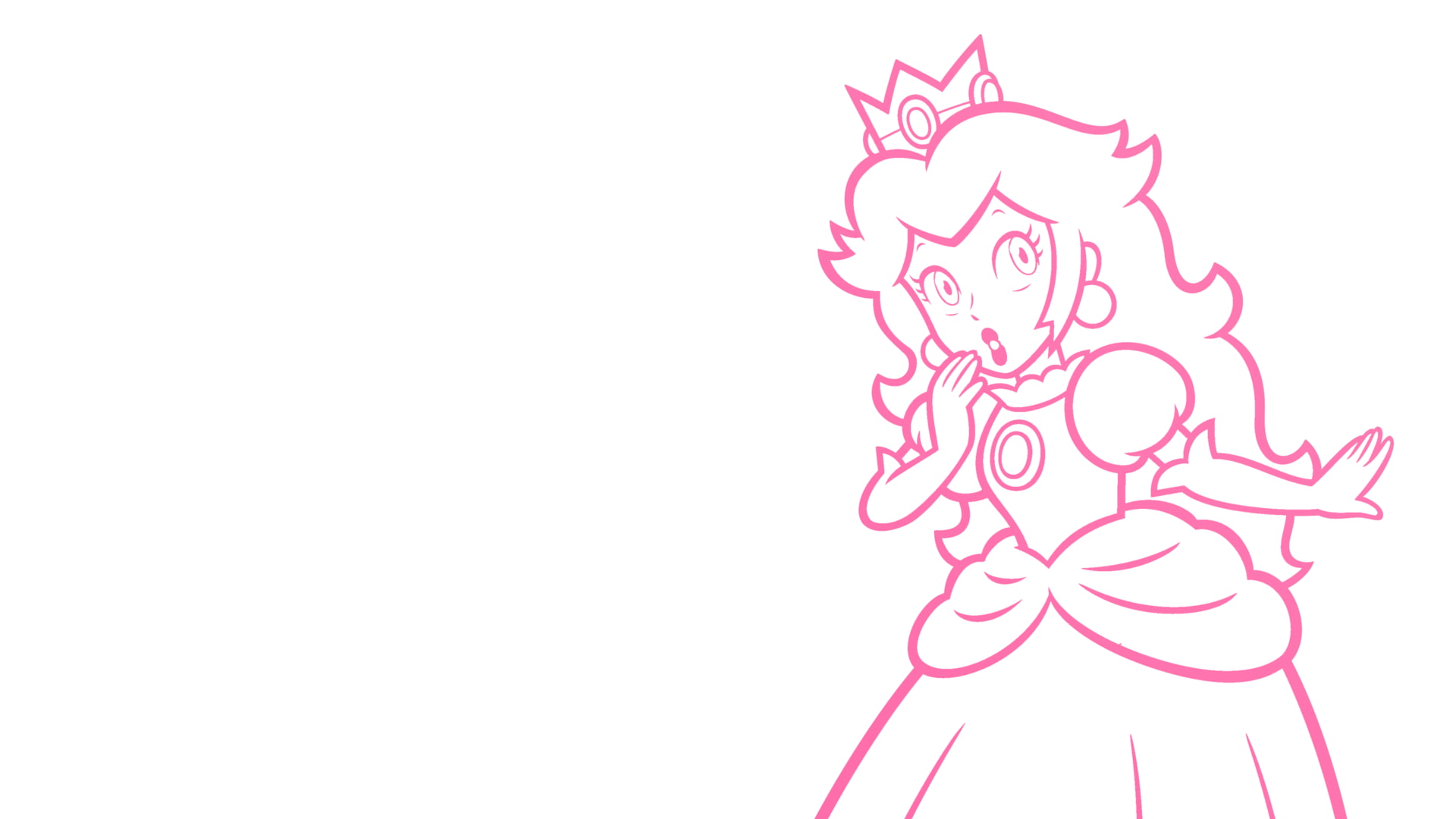 art and craft, pink color, nature, close-up, video games, indoors, paint, Princess Peach, cut out, representation, Super Mario, no people, white background, HD Wallpaper