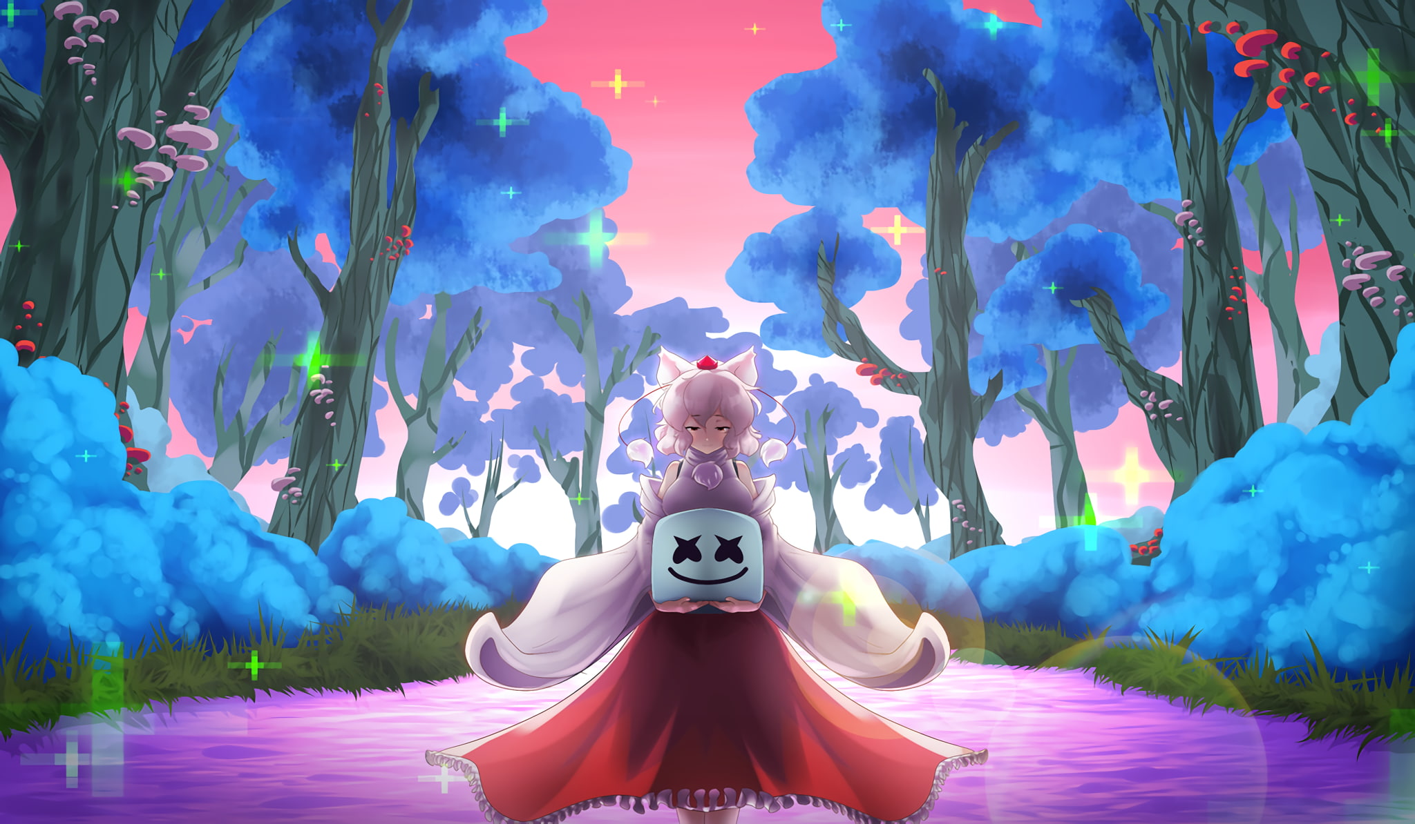 anime girls, Monstercat, Marshmello, 1080P, artwork, HD Wallpaper