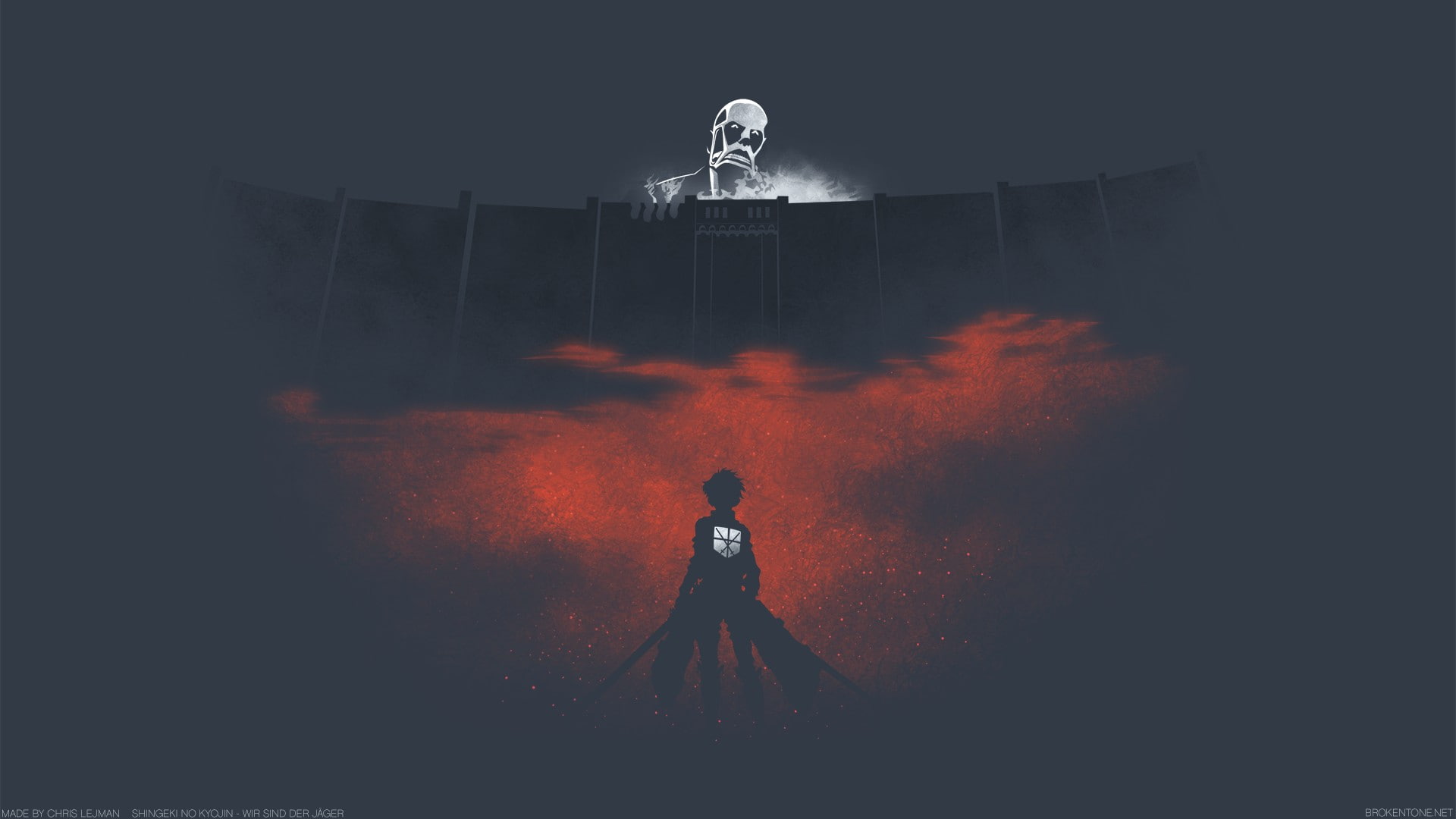Colossal Titan, Shingeki No Kyojin, Anime Vectors, 1080P, Eren Jeager, anime, minimalism, HD Wallpaper