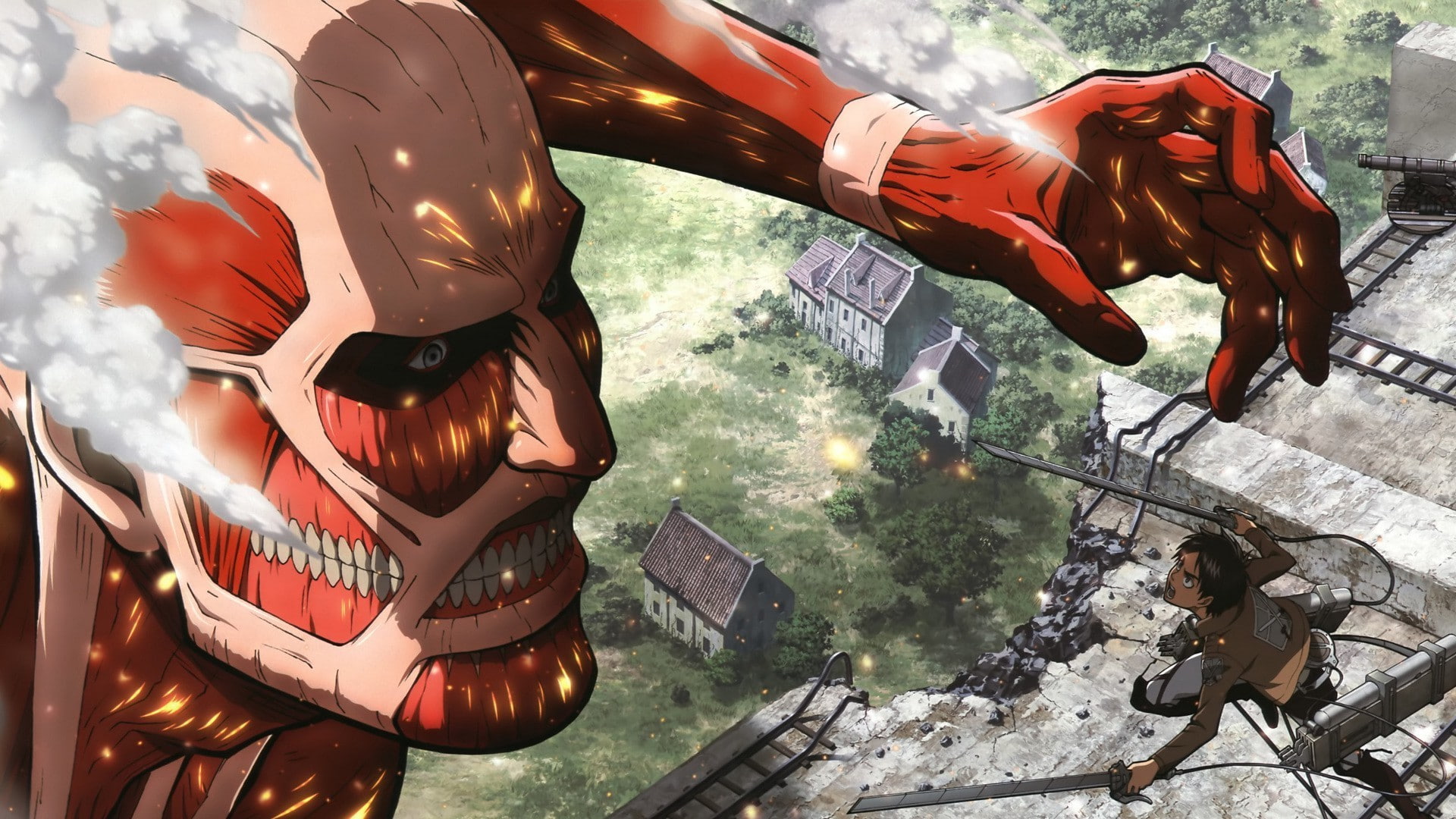 safety, futuristic, representation, nature, shingeki no kyojin anime colossal titan, protection, people, human representation, communication, security, HD Wallpaper