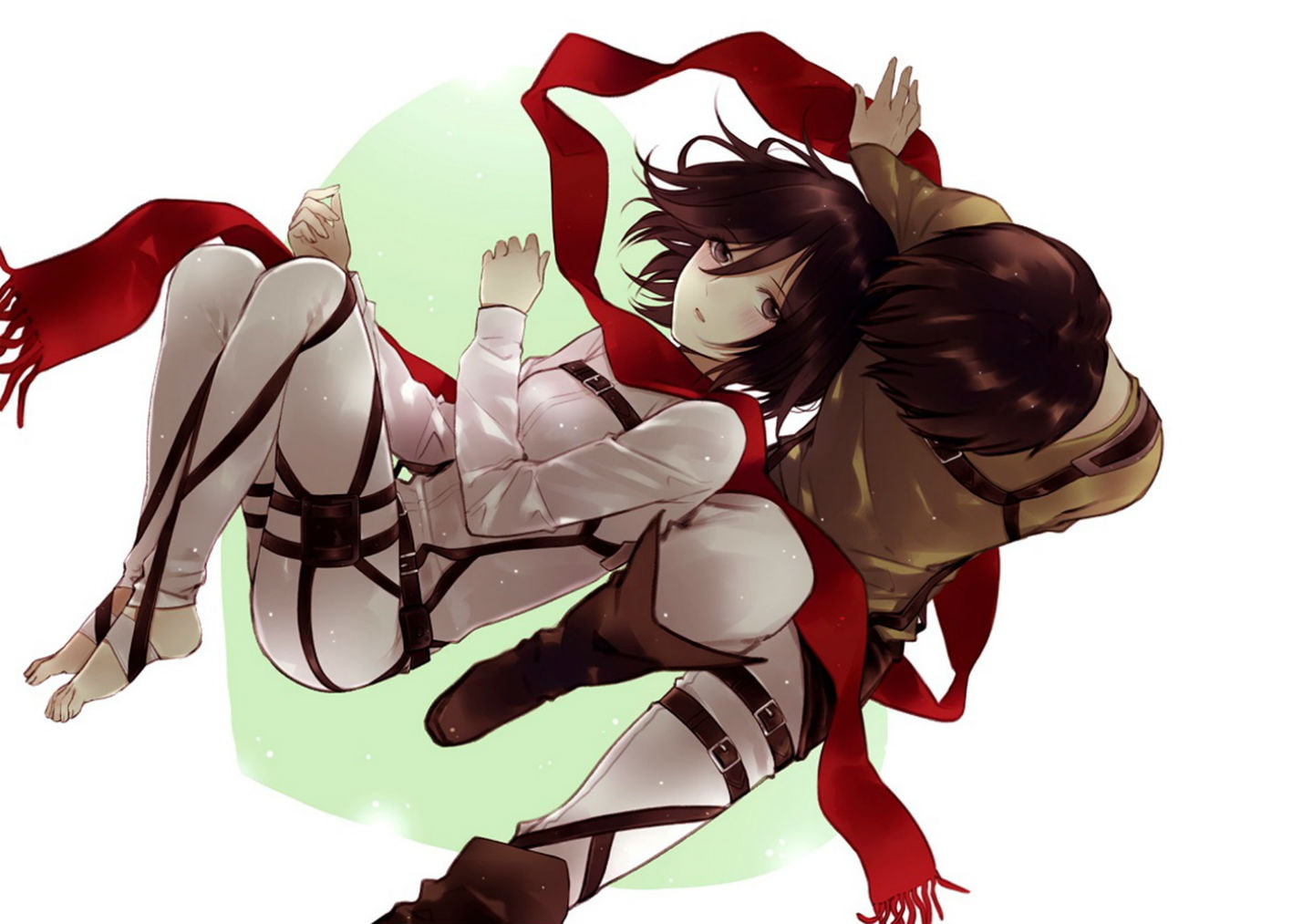 ackerman, jaeger, mikasa, shingeki, 720P, white, yasai, kyojin, getsu, scarf, eren, blush, HD Wallpaper