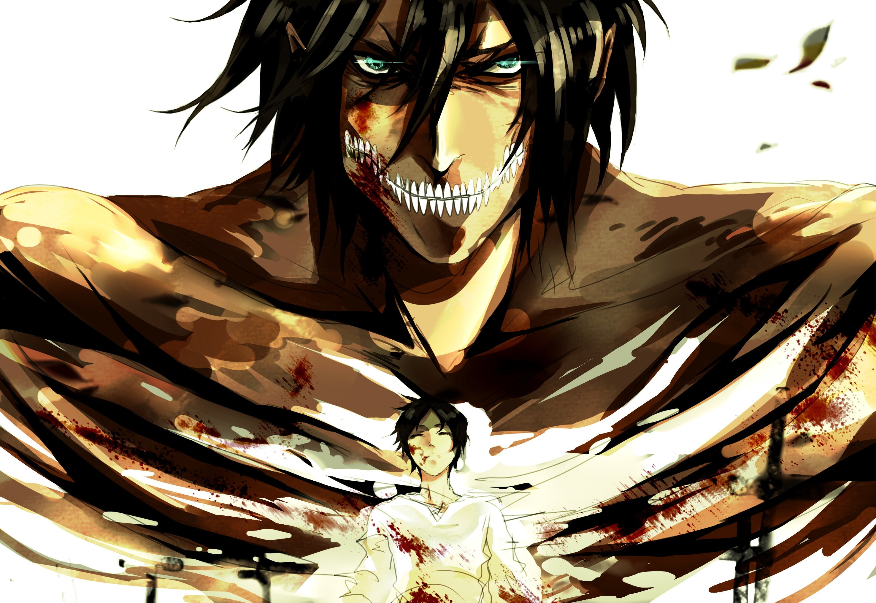 anime, eren, kyojin, shingeki, giants, art, 2K, attack, jaeger, HD Wallpaper