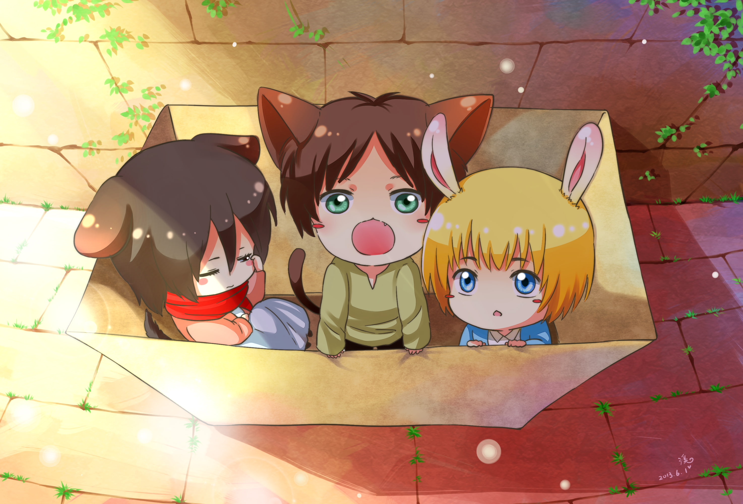 arlert, kyojin, ears, moxue, mikasa, 2K, kyojinanimal, ackerman, qianxi, tail, shingeki, eren, bunny, armin, jaeger, HD Wallpaper