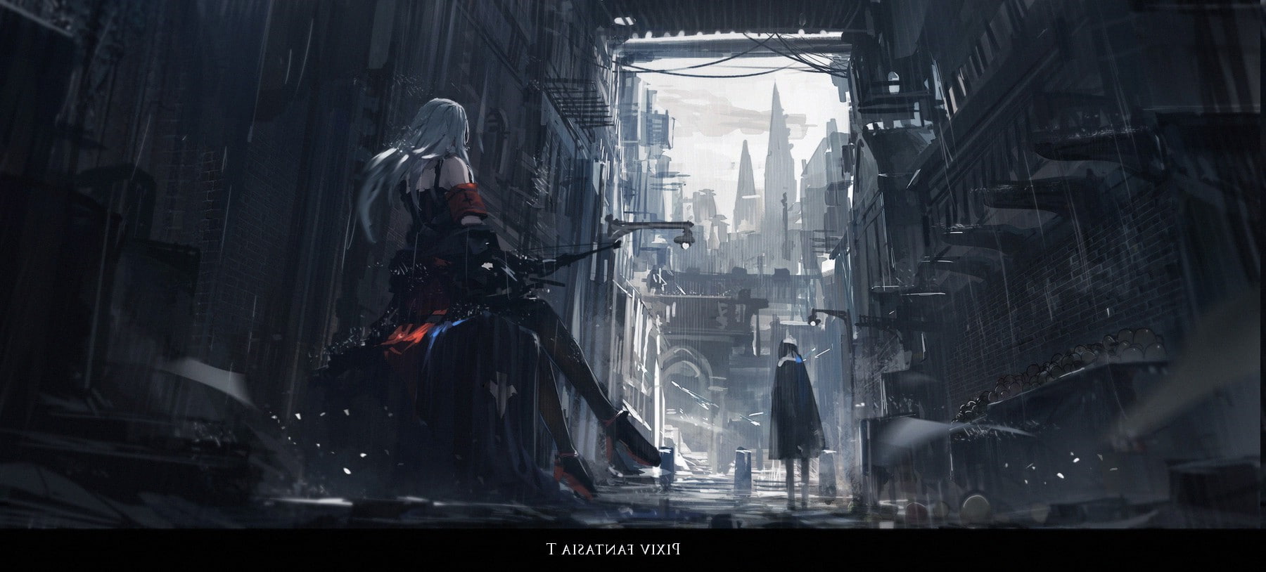 machinery, 720P, men, spraying, occupation, sign, city, built structure, unrecognizable person, pixiv fantasia pixiv fantasia t archer natus original characters long hair bows weapon city rain anime girls anime, HD Wallpaper