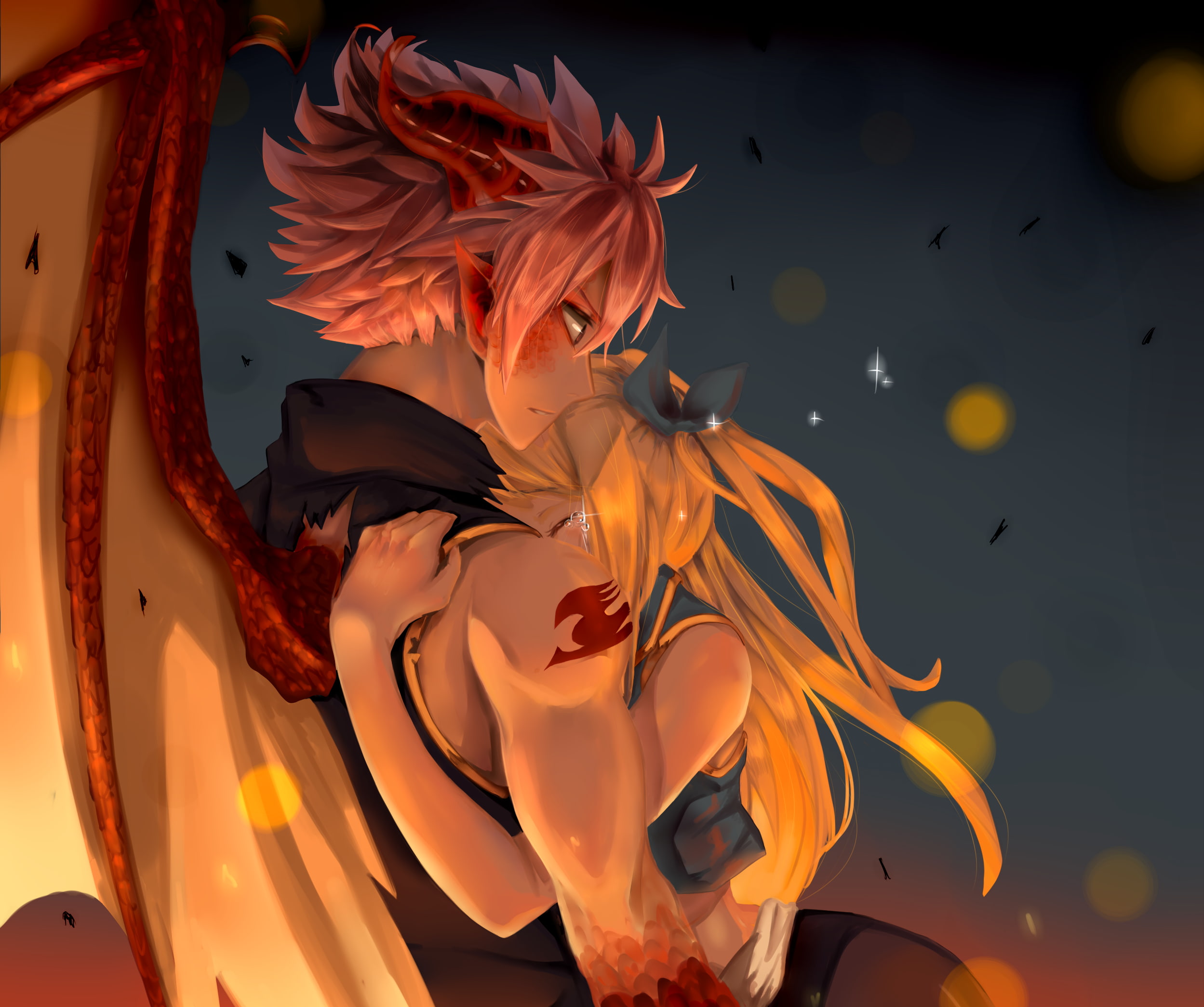 Fairy Tail, Lucy Heartfilia, Crying, NaLu (Fairy Tail), 1080P, Natsu Dragneel, Anime, HD Wallpaper