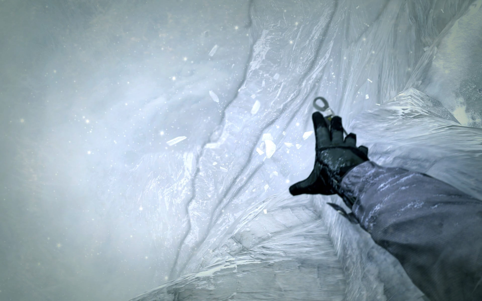 motion, glove, one person, nature, 1080P, water, sport, day, cold temperature, ice, Call of Duty, climbing, snow, human limb, adventure, rock climbing, HD Wallpaper
