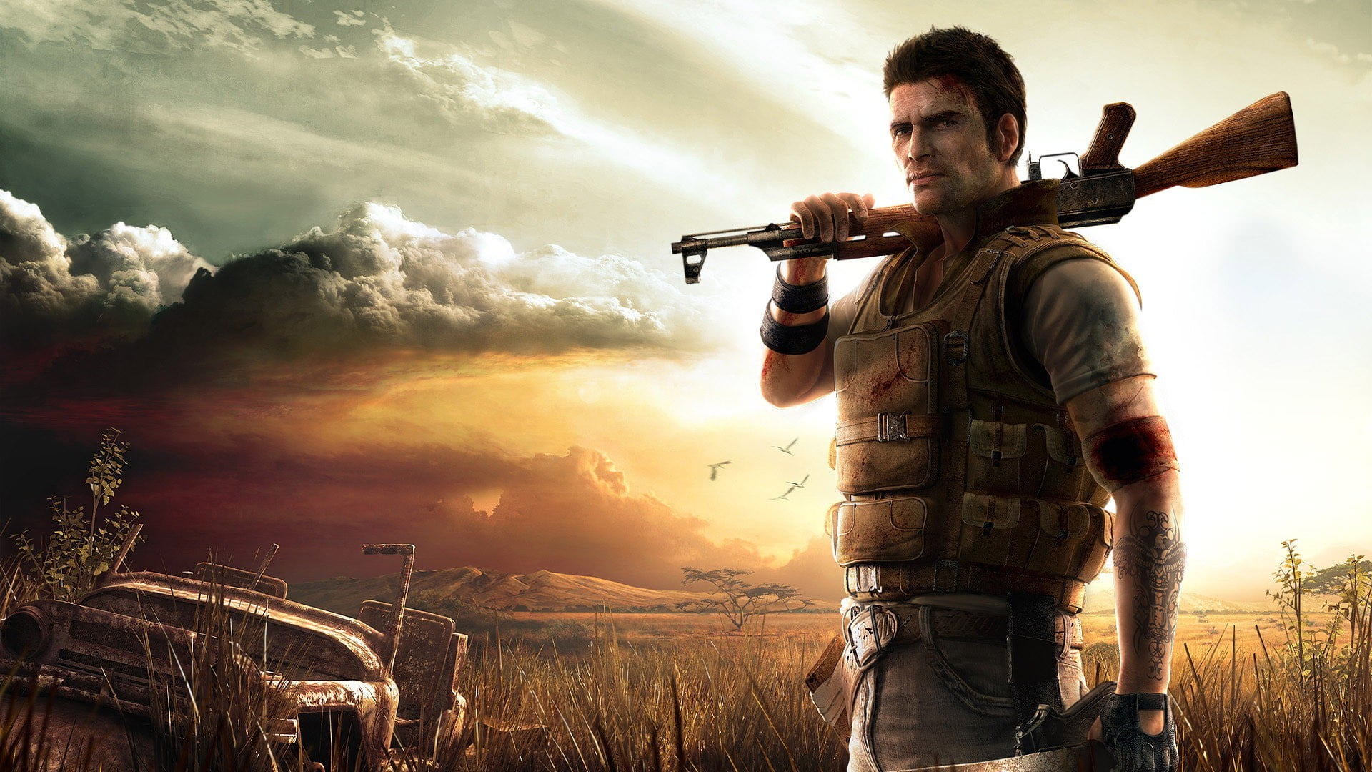 digital art, military, government, cloud - sky, army soldier, looking away, aggression, rifle, nature, protection, uniform, gun, holding, three quarter length, HD Wallpaper