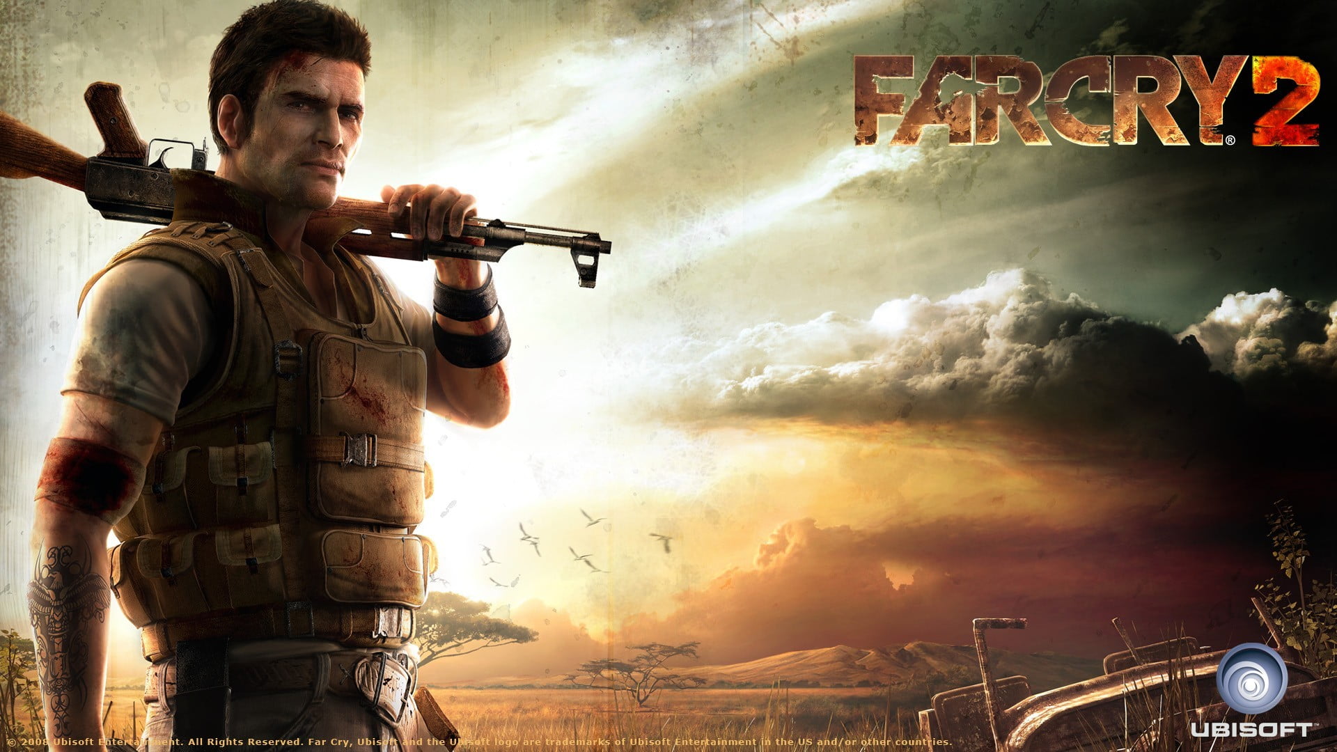 Far Cry 2, smoke - physical structure, men, brown, military, nature, rifle, warning sign, sign, sky, holding, video games, gun, government, cloud - sky, HD Wallpaper