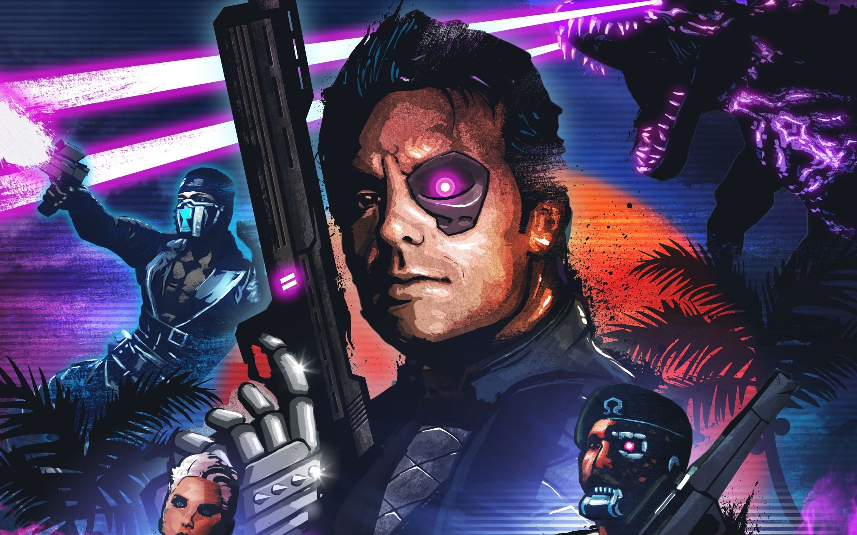 Blood Dragon, Far Cry 3, far, blood, dragon, cry, 2K, HD Wallpaper