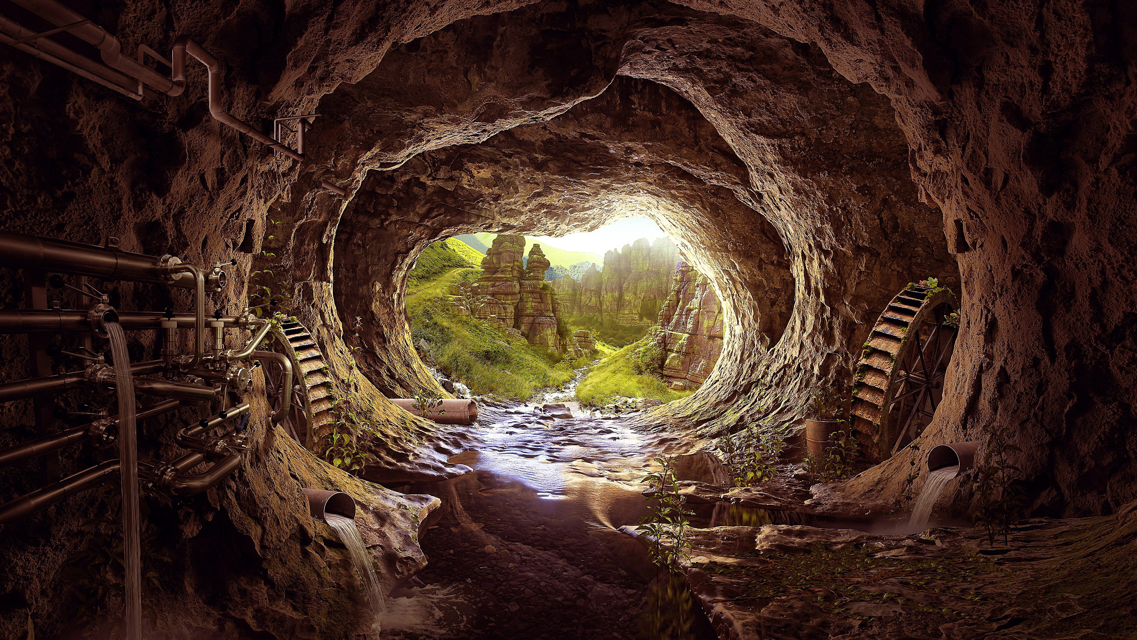 tranquility, architecture, non-urban scene, plant, land, darkness, day, history, ruined, cave, arch, ancient, the past, tree, outdoors, built structure, HD Wallpaper