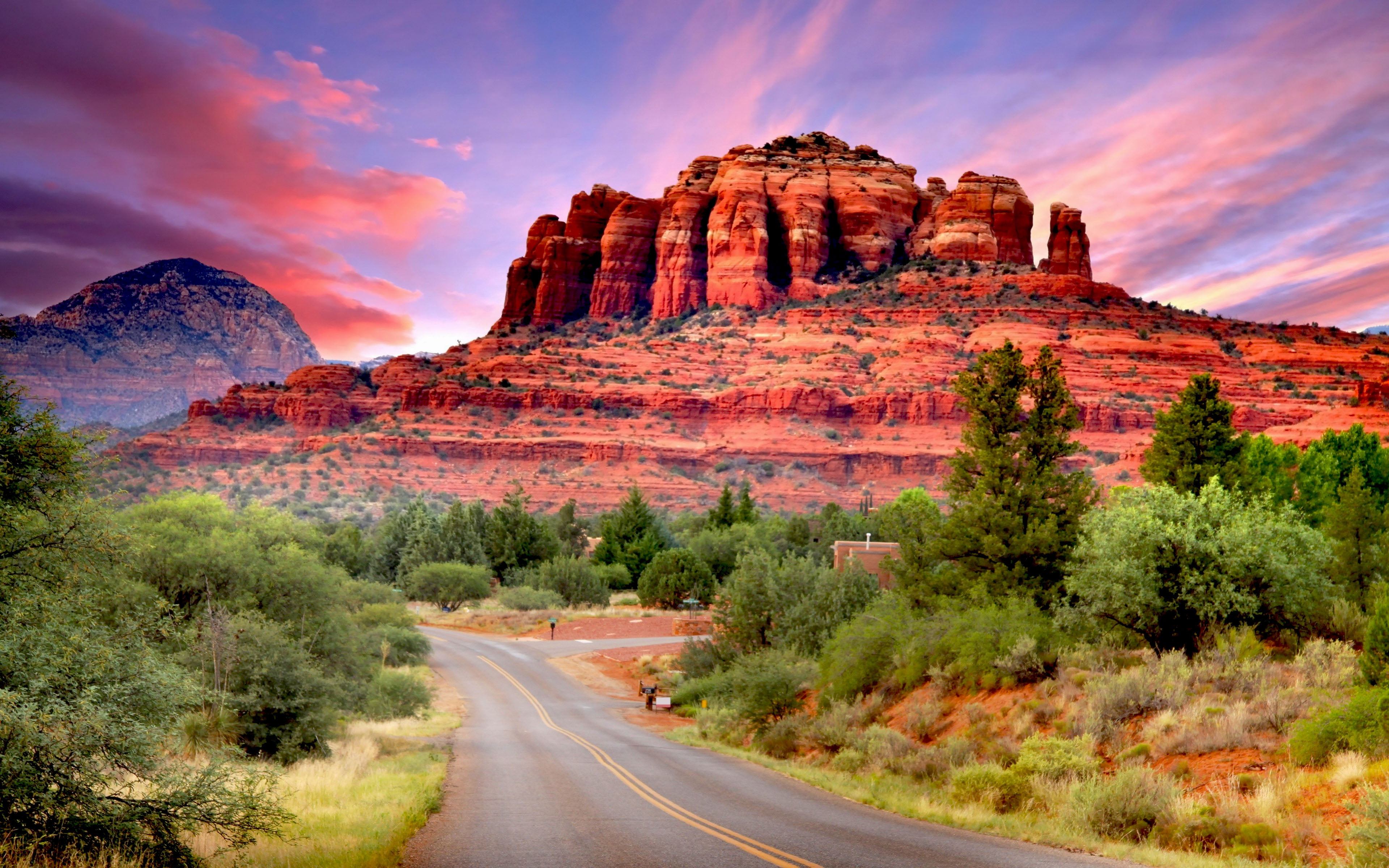 states, nature, road, geology, climate, rock, environment, 4K, tranquility, landscape, scenario, drive, hd, plant, sedona, travel destinations, beauty in nature, HD Wallpaper