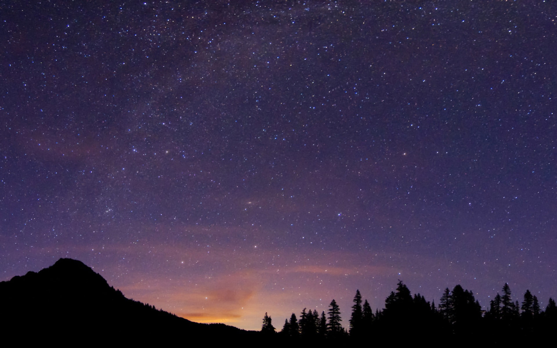 galaxy, mountain, scenics - nature, silhouette, idyllic, tree, star - space, astronomy, beauty in nature, space, plant, wallpape, tranquility, night, sky, HD Wallpaper