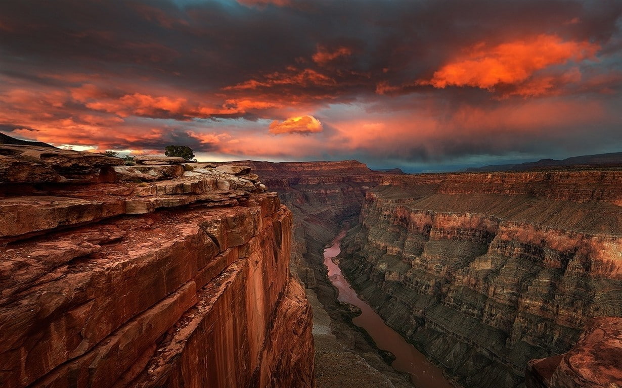 travel destinations, river, canyon, sky, outdoors, no people, non-urban scene, remote, beauty in nature, rock formation, red, arid climate, rock - object, HD Wallpaper